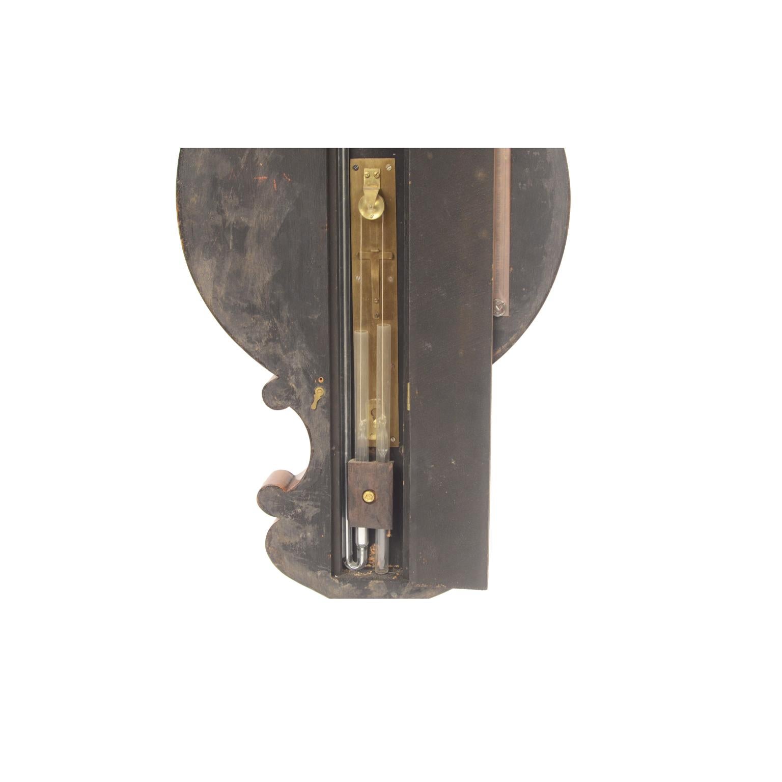 1860s Torricellian Barometer Oak Wood Negretti & Zambra Old Weather Instrument For Sale 8