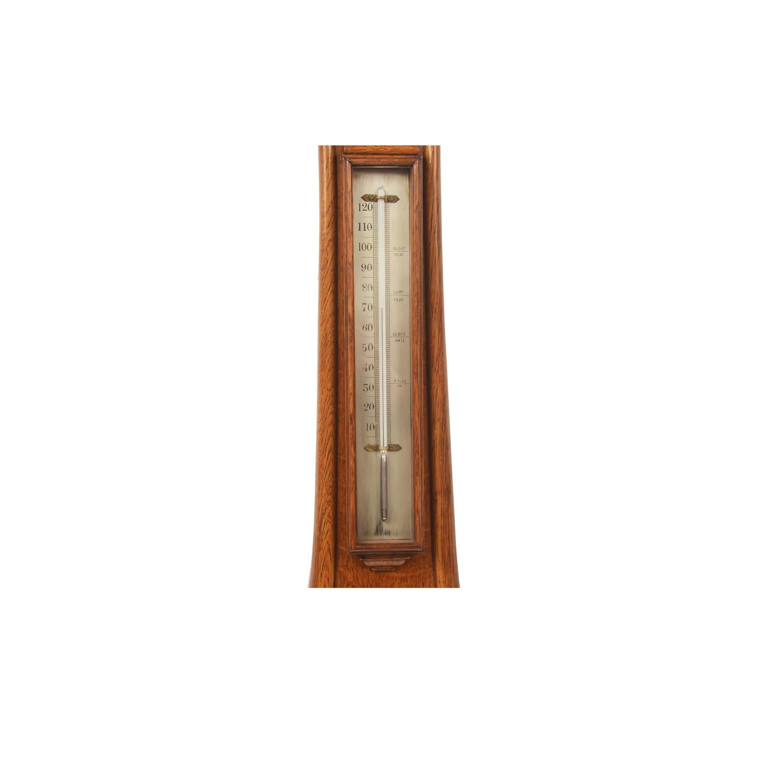 British 1860s Torricellian Barometer Oak Wood Negretti & Zambra Old Weather Instrument For Sale