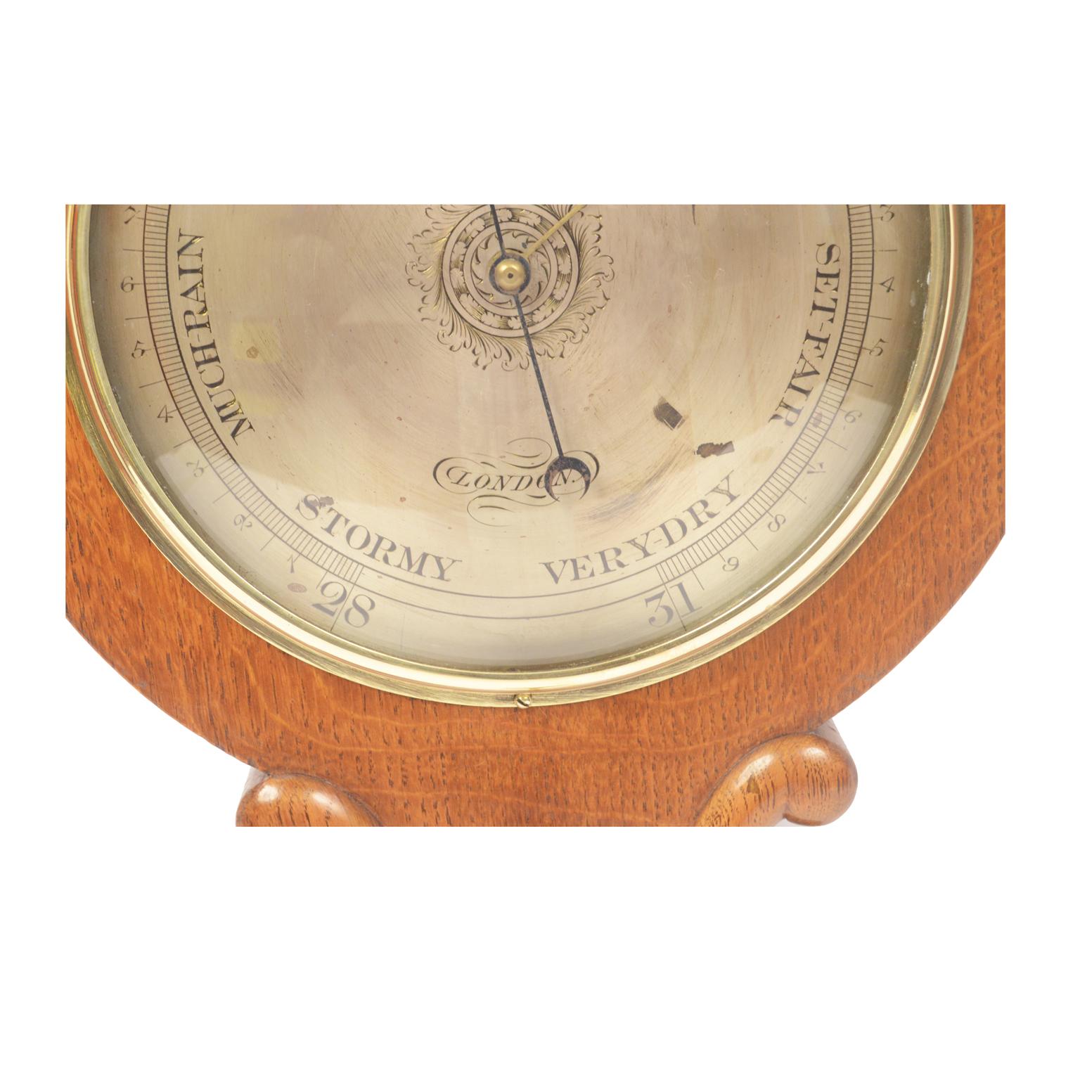 1860s Torricellian Barometer Oak Wood Negretti & Zambra Old Weather Instrument For Sale 1