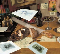 Amuse Bouche - Artist studio w/ prints, roses, cheese, olives, wine & bread