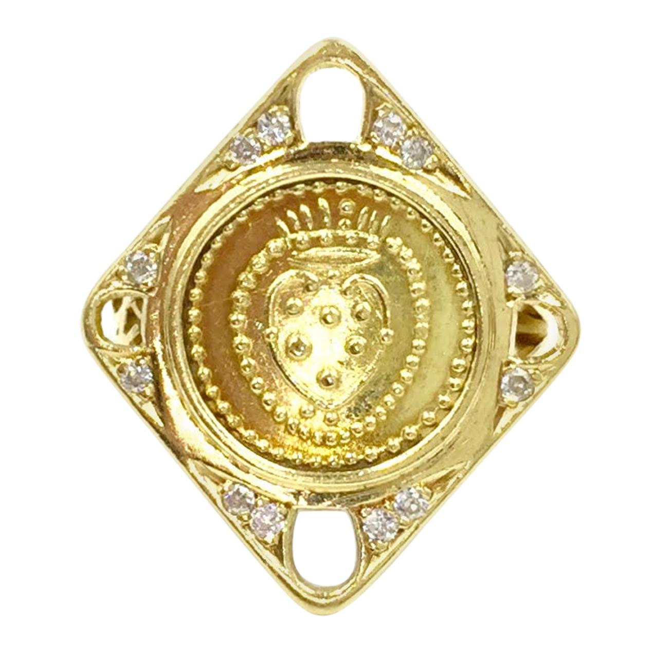 Torrini 18 Karat Gold and Diamond Coin Ring For Sale