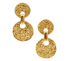 TORRINI Firenze 1970 Pendants d'oreilles en or jaune 18 carats texturé massif
