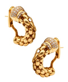 TORRINI Créoles en or jaune massif 18 carats avec 1,26 carat de diamants