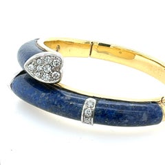Torrini Italia Oro 18 carati Lapislazzuli e Diamante Bangle Bypass circa 1960