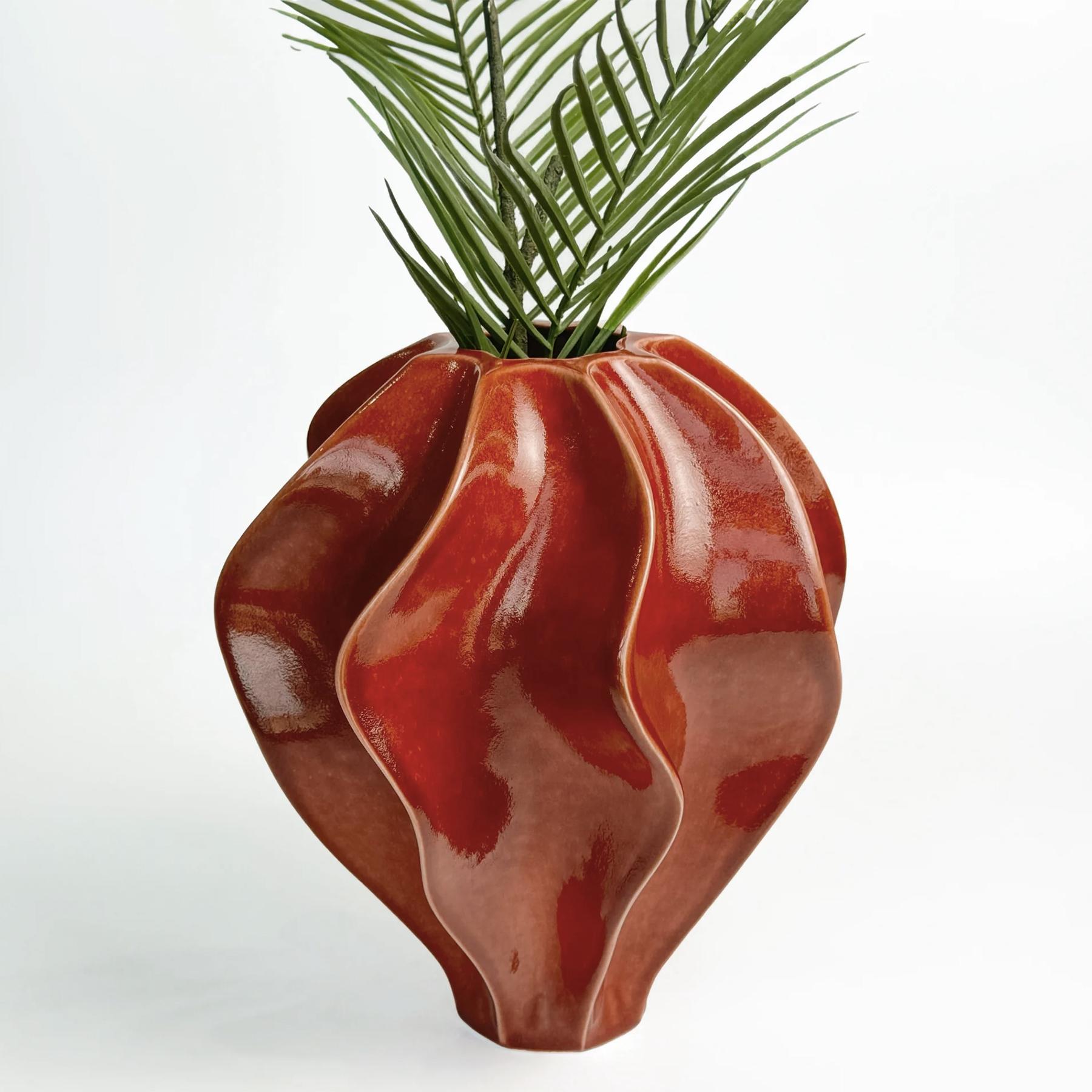 Porcellana Vaso grande rosso Torsade in vendita