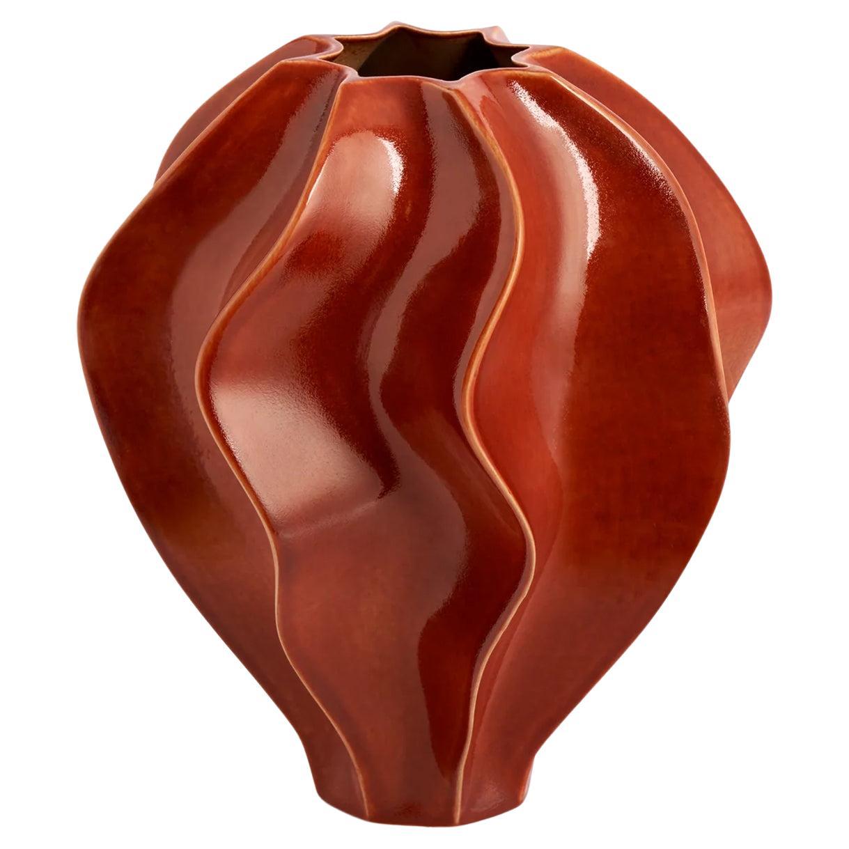Vaso grande rosso Torsade in vendita