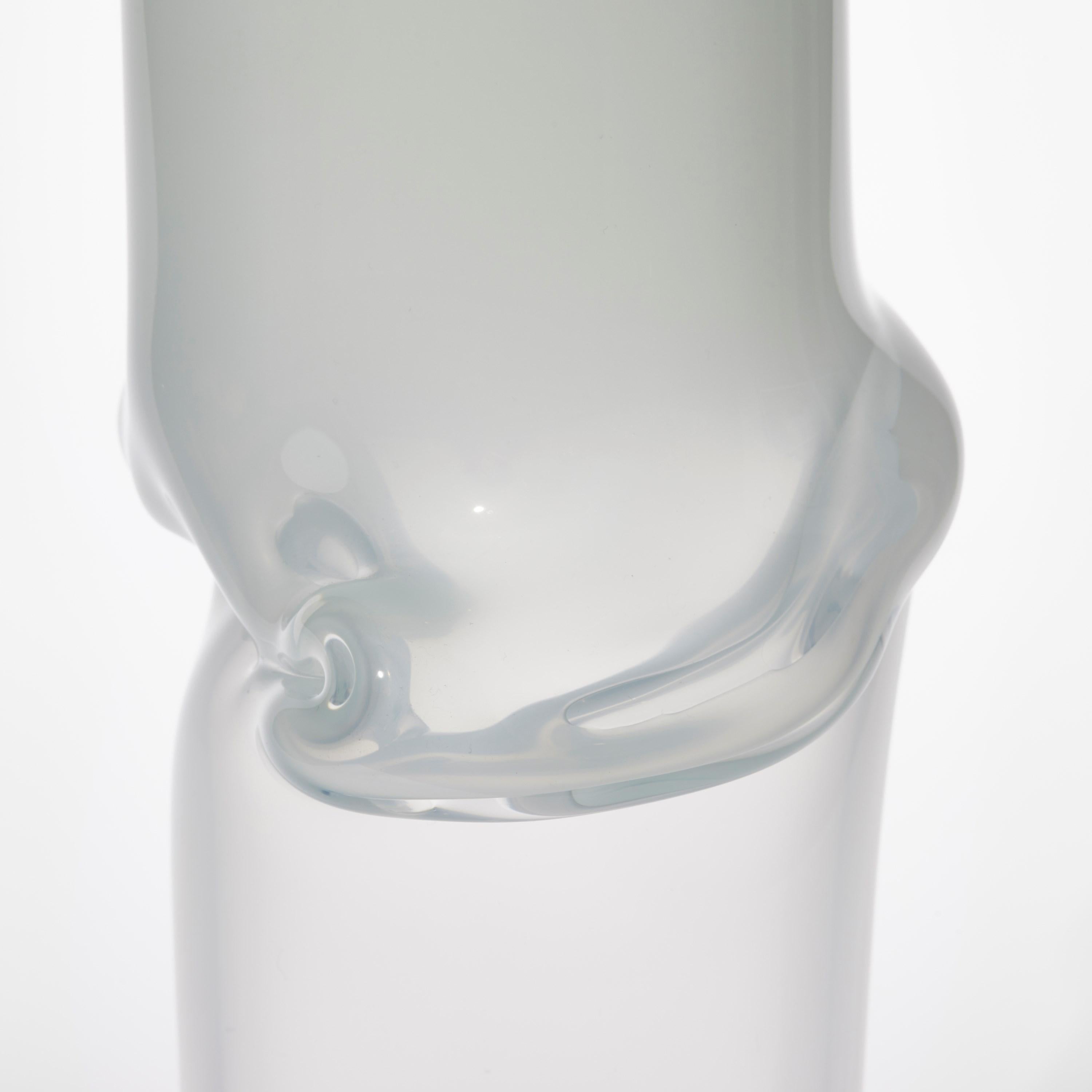 Organic Modern Torsion in Mint 22/01, clear & soft jade glass sculptural vessel by Emma Baker For Sale