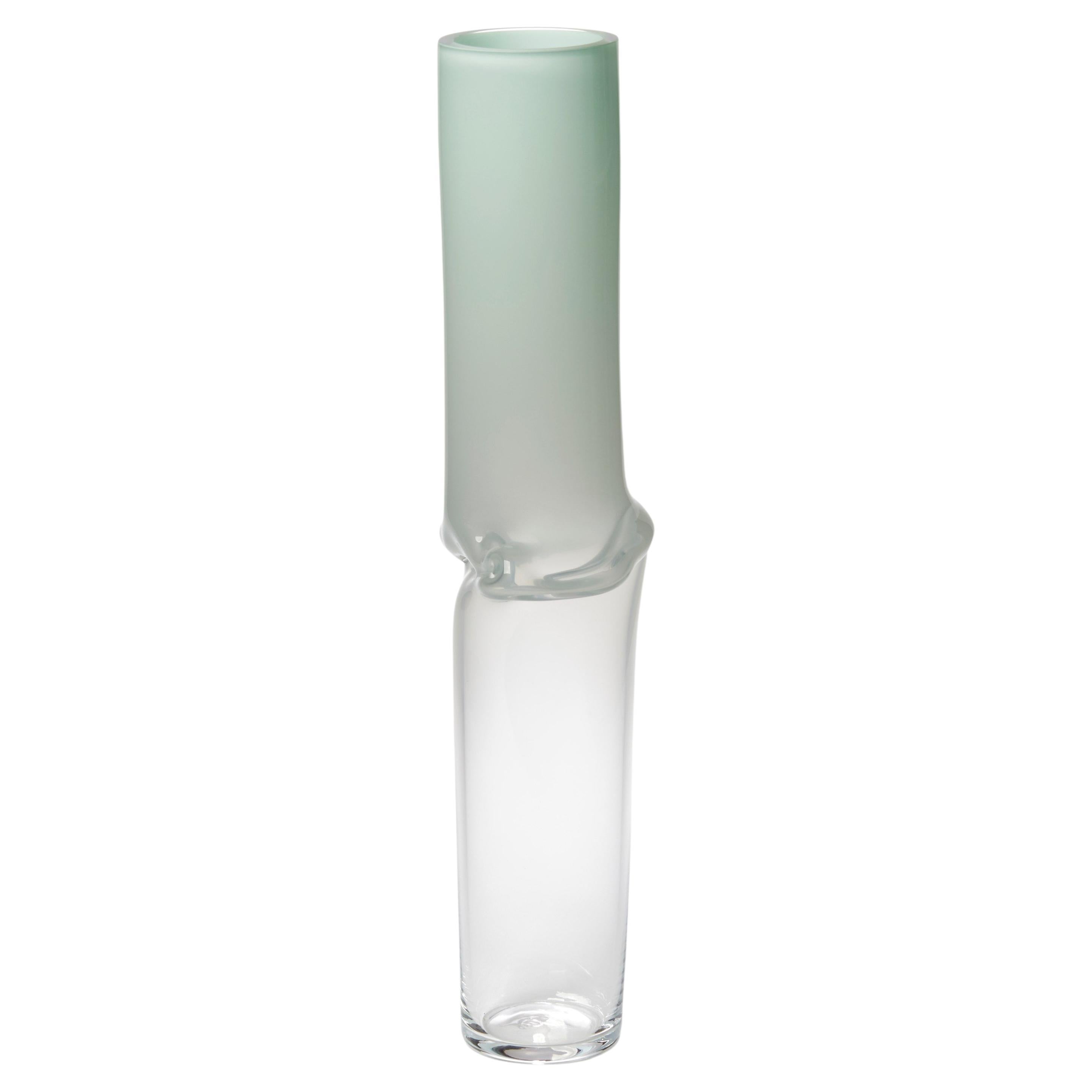 Torsion in Mint 22/01, clear & soft jade glass sculptural vessel by Emma Baker For Sale
