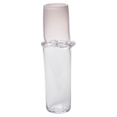 Torsion in Ocean Pink 25/01, clear & pink sculptural glass vessel by Emma Baker