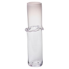 Torsion in Ocean Pink 25/02, clear & pink sculptural glass vessel by Emma Baker