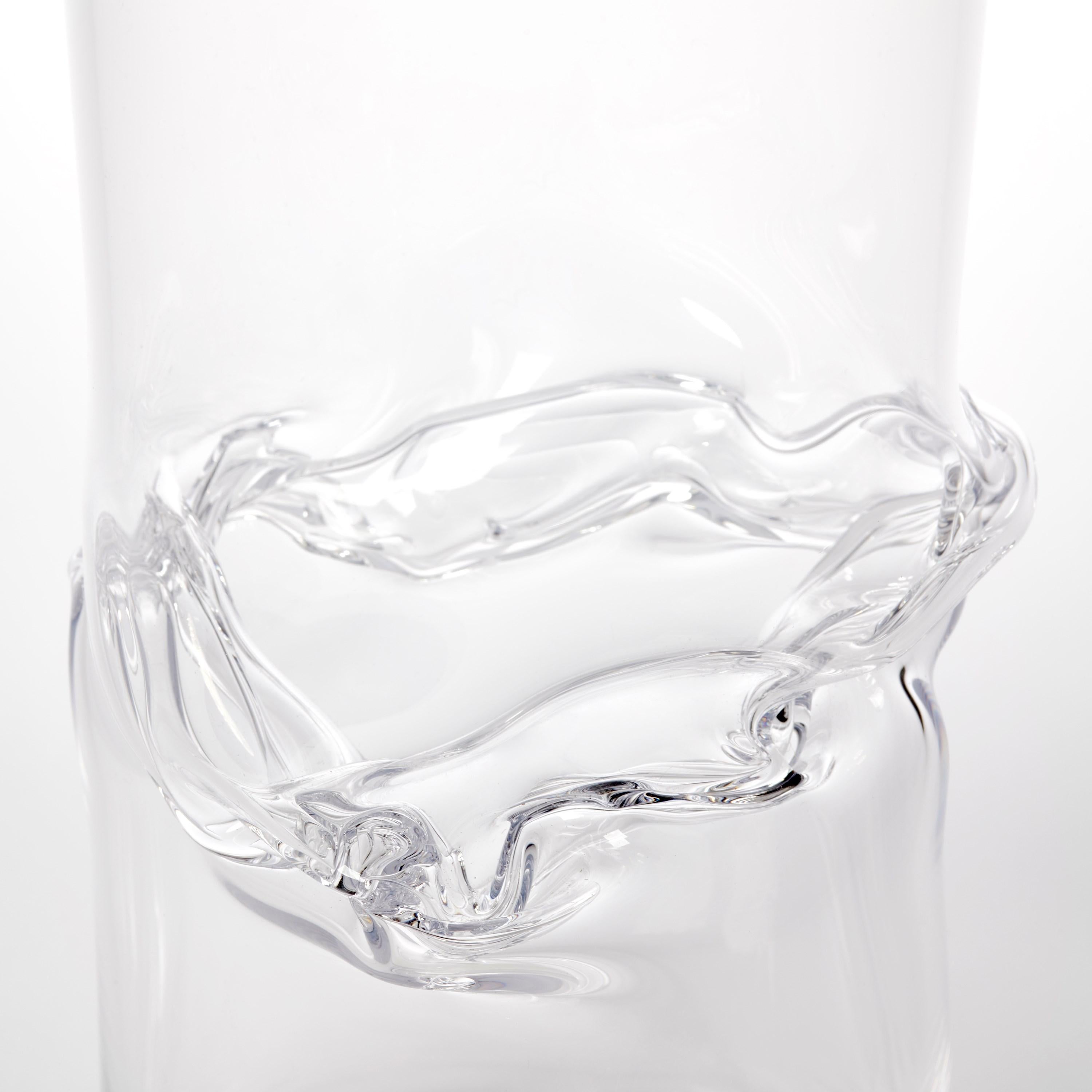 Organic Modern Torsion in Opal White 23/02, sculptural handblown glass vessel by Emma Baker For Sale