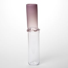 Torsion in Opalflieder 24/02, clear/purple sculptural glass vessel by Emma Baker
