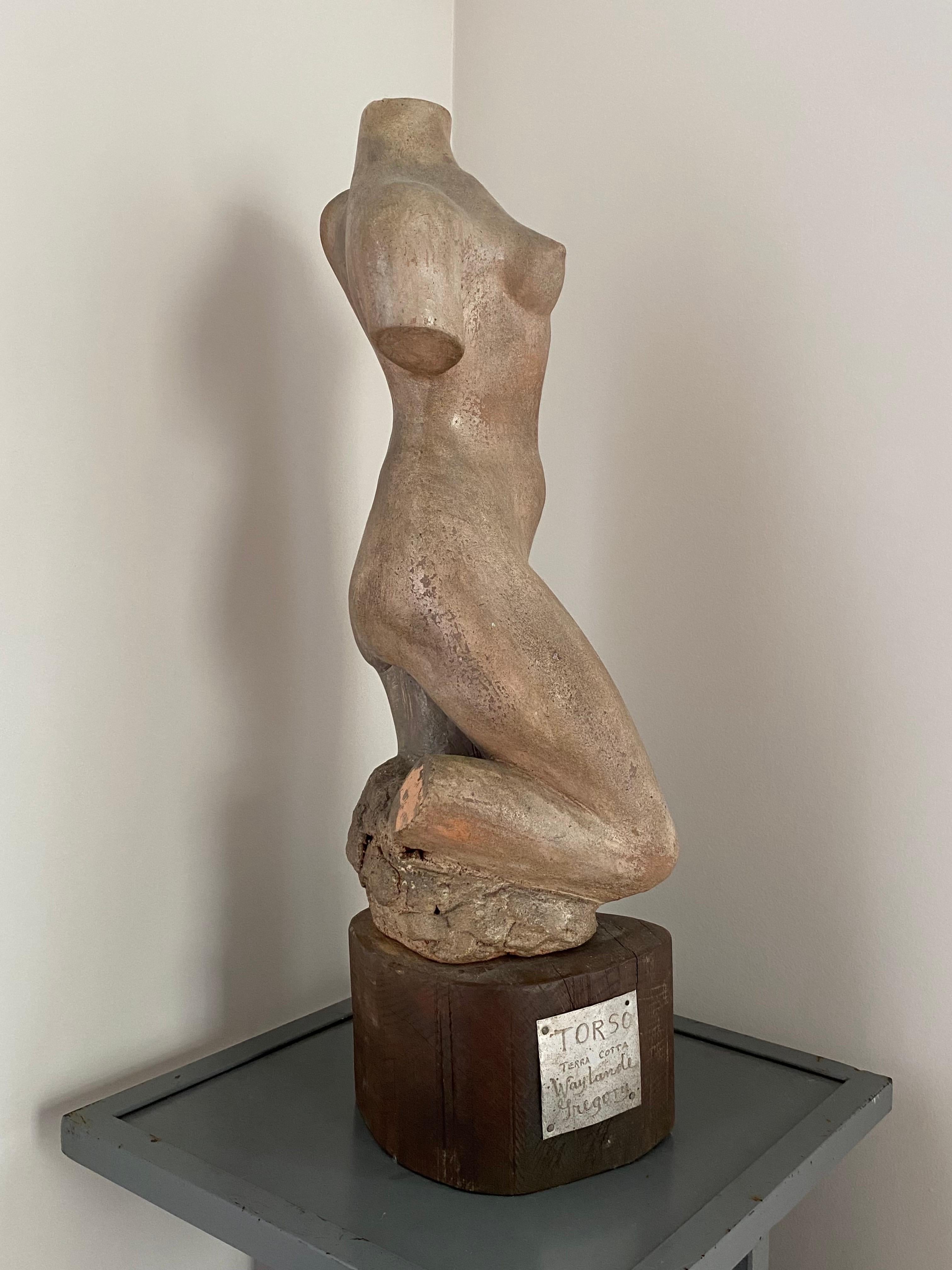 Metalwork “Torso” a c1935 Art Deco Terra Cotta Nude Figural sculpture by Waylande Gregory For Sale