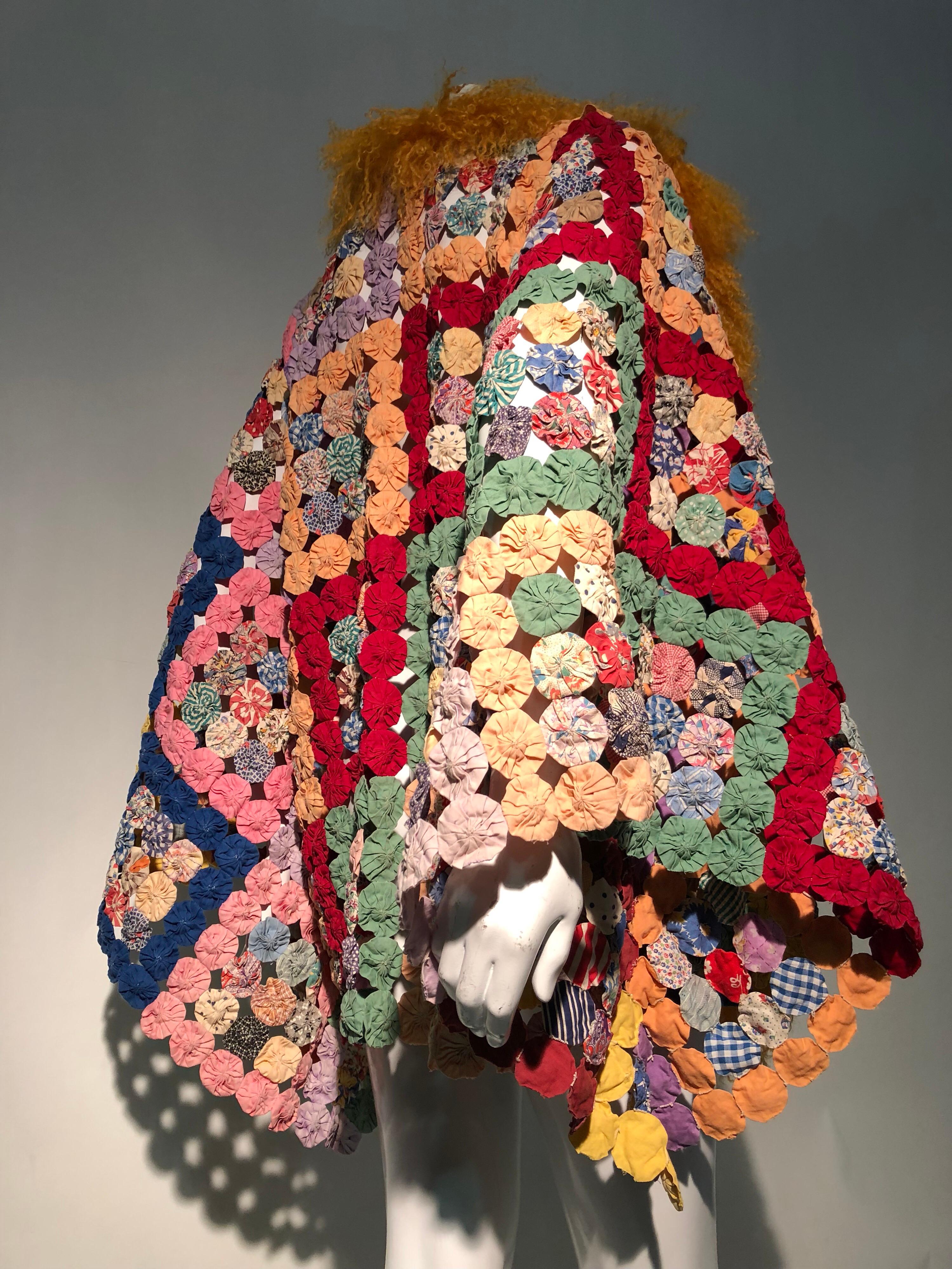 Torso Creations 1930s YoYo Quilt Art-To-Wear Jacket W/ Orange Mongolian Fur 2