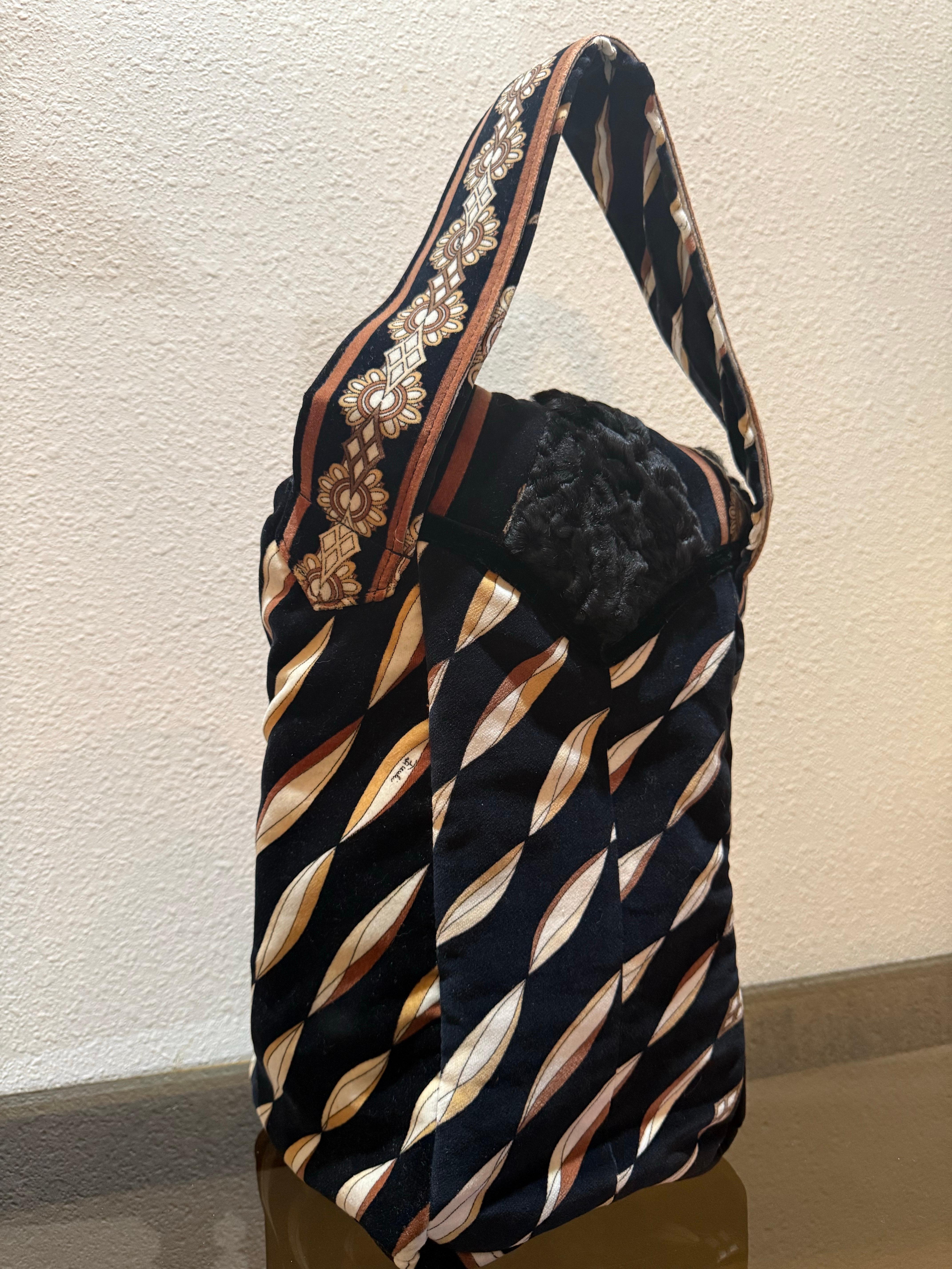 Torso Creations 1950s Black Velvet Swingcoat w Emilio Pucci Print Velvet Collar For Sale 13