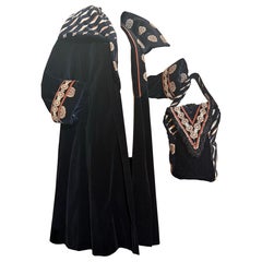 Torso Creations 1950s Black Velvet Swingcoat w Emilio Pucci Print Velvet Collar Torso Creations 1950s Black Velvet Swingcoat w Emilio Pucci Print Velvet Collar