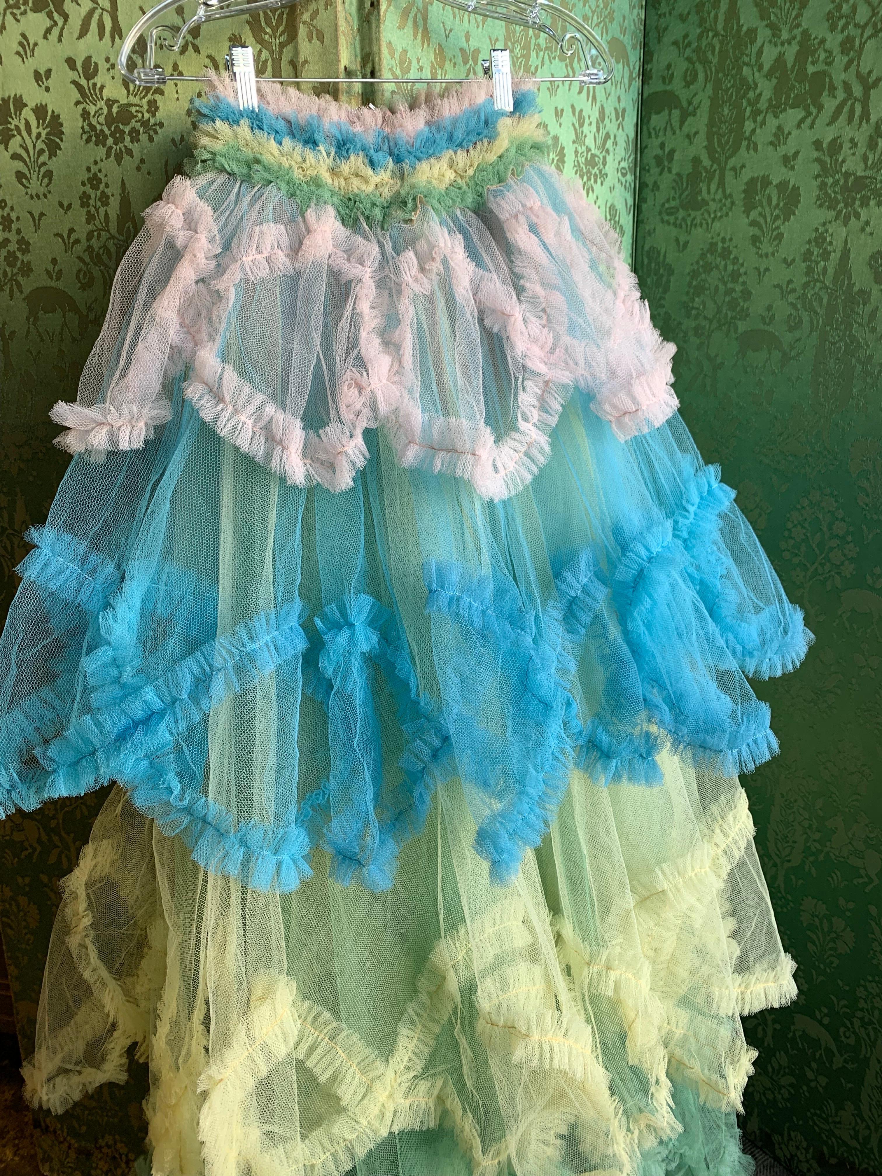 Torso Creations 1950s-Styled Tiered Tulle Ball Skirt w Colorful Ruffles  For Sale 9