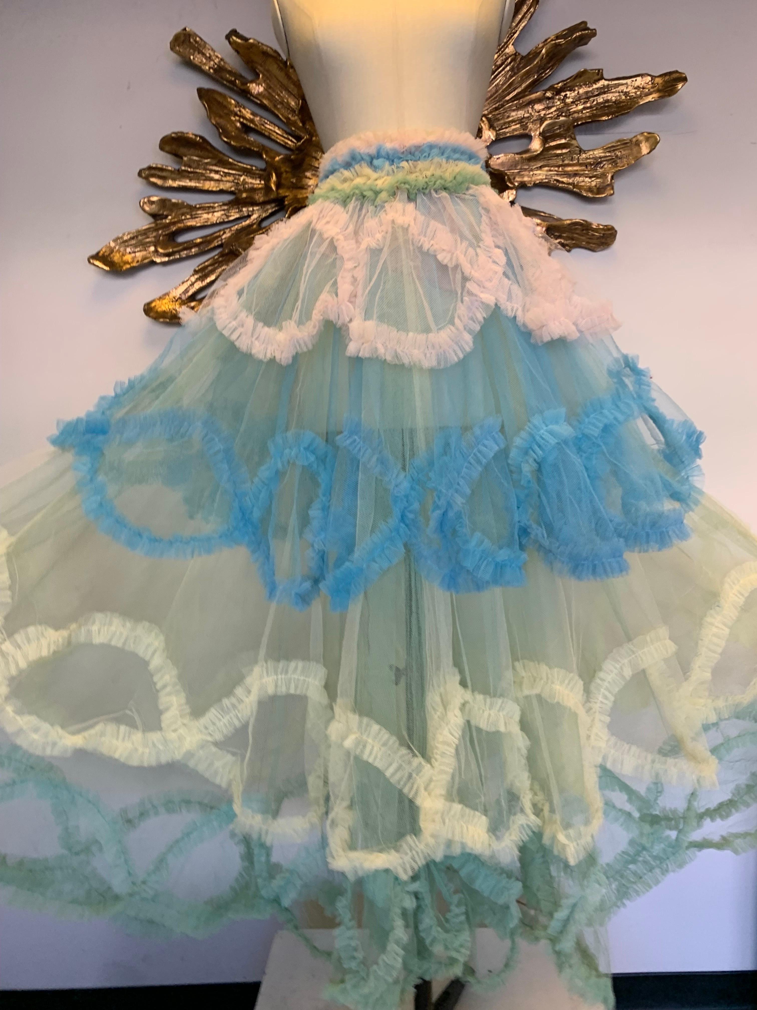 Torso Creations 1950s-Styled Tiered Tulle Ball Skirt w Colorful Ruffles  In Excellent Condition For Sale In Gresham, OR