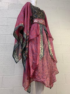 Torso Creations 2-Piece Apron-Front Sari Caftan w Mirrored and Embroidered Belt