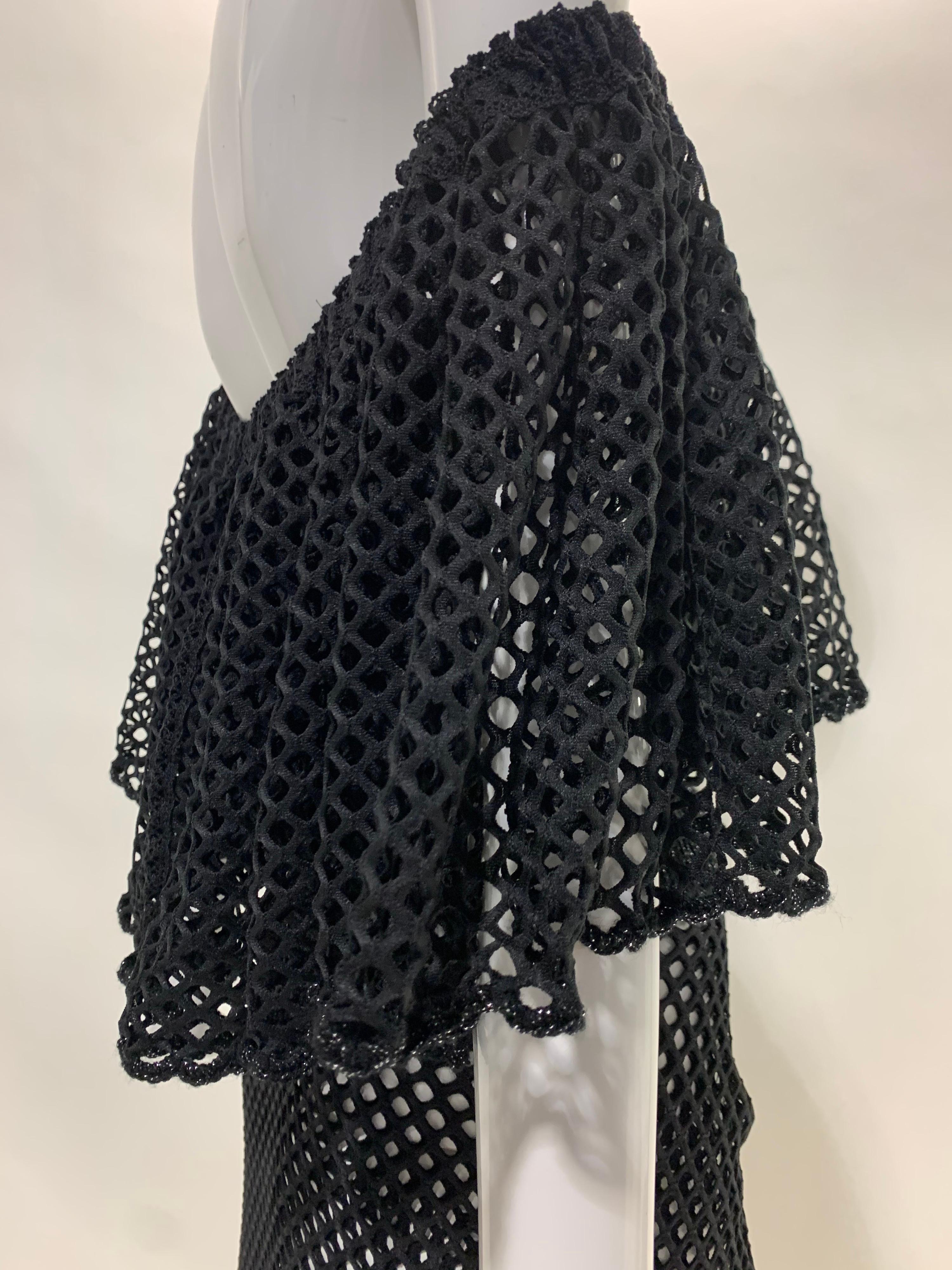 Torso Creations 2-Piece Black Fishnet Off-Shoulder Blouse & Ruched Skirt 5