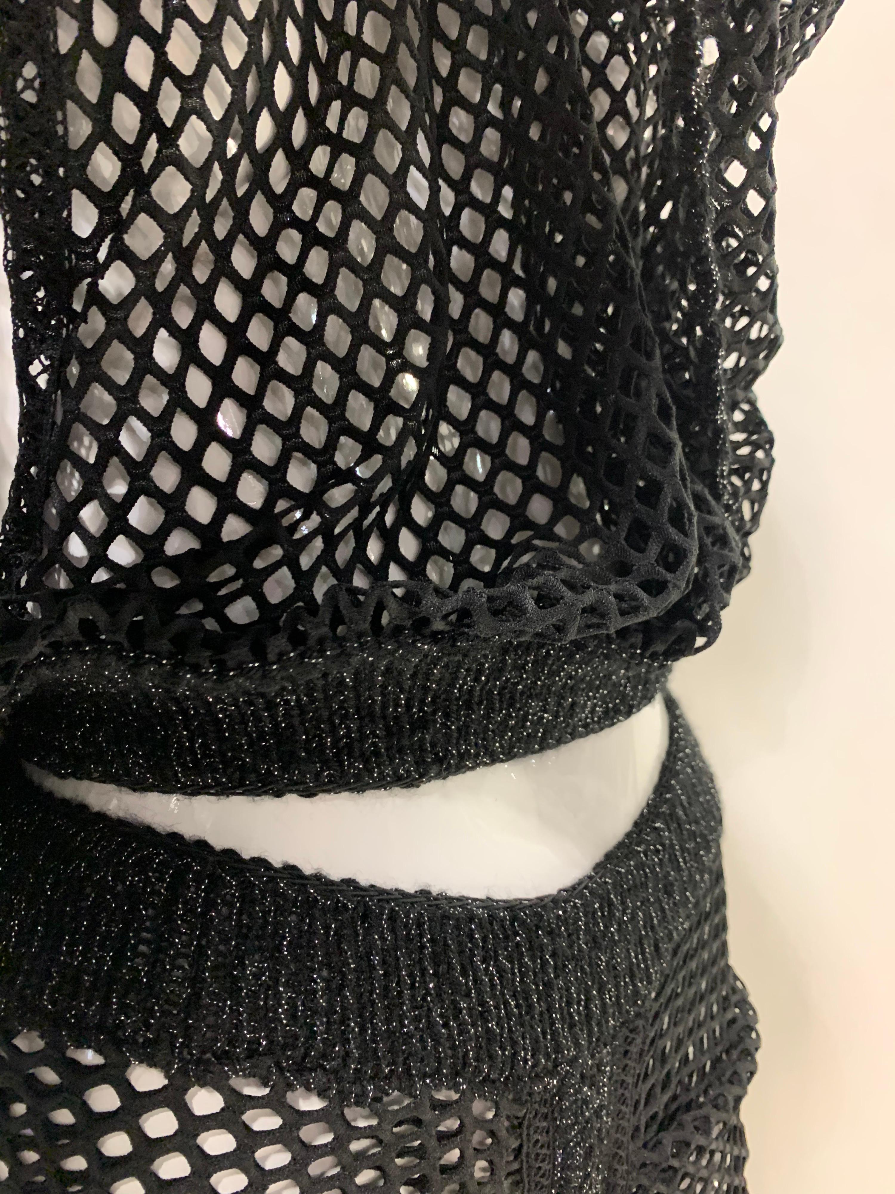 Torso Creations 2-Piece Black Fishnet Off-Shoulder Blouse & Ruched Skirt 8