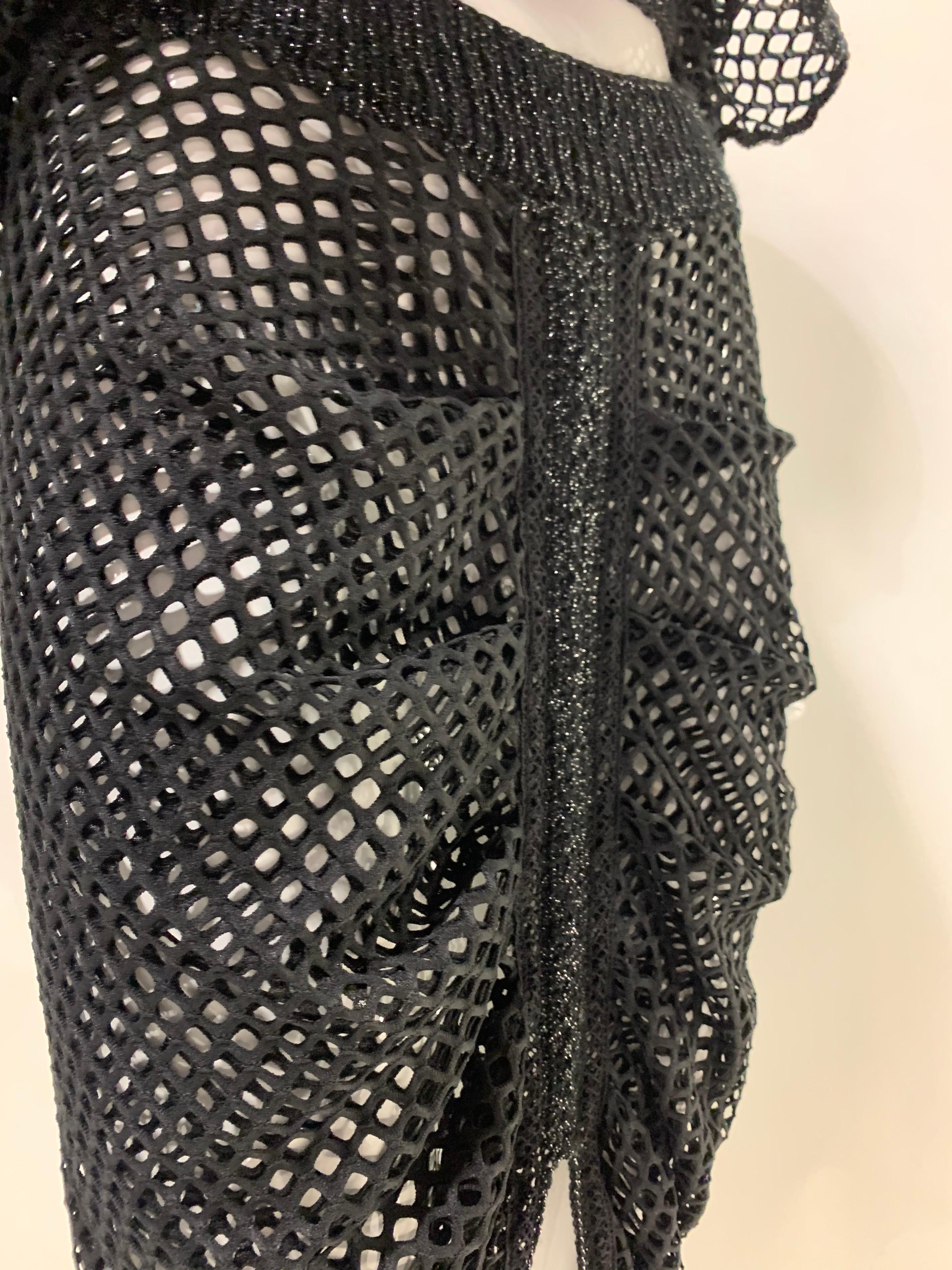 Torso Creations 2-Piece Black Fishnet Off-Shoulder Blouse & Ruched Skirt 9