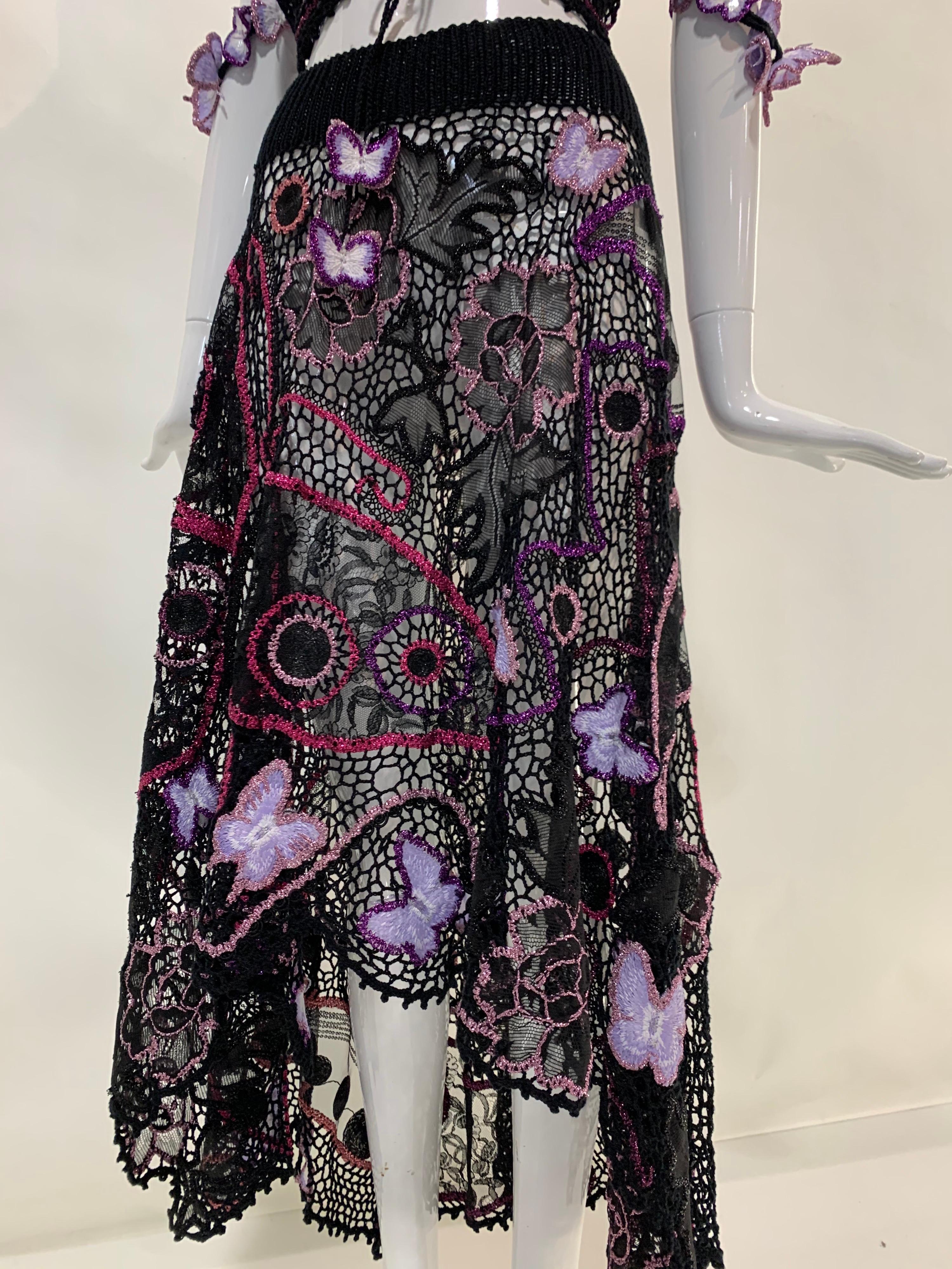Torso Creations 2-Piece BoHo Gonna all'uncinetto e farfalle e top a vita alta 13