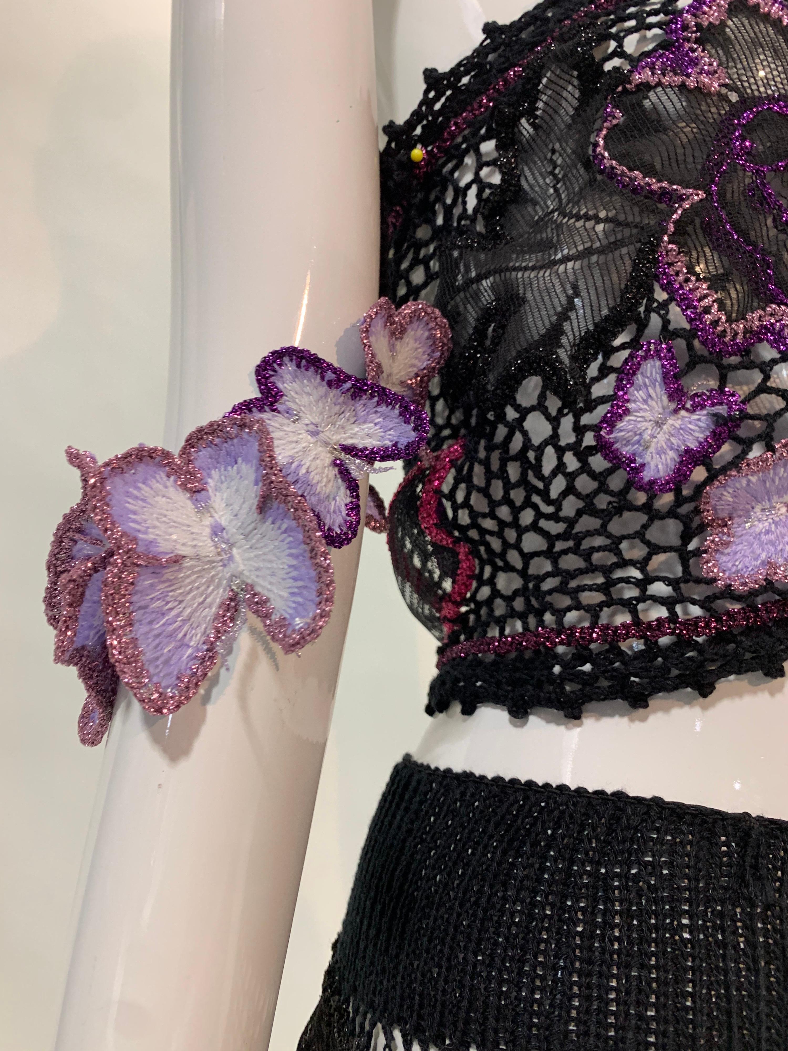 Torso Creations 2-Piece BoHo Gonna all'uncinetto e farfalle e top a vita alta In condizioni ottime a Gresham, OR