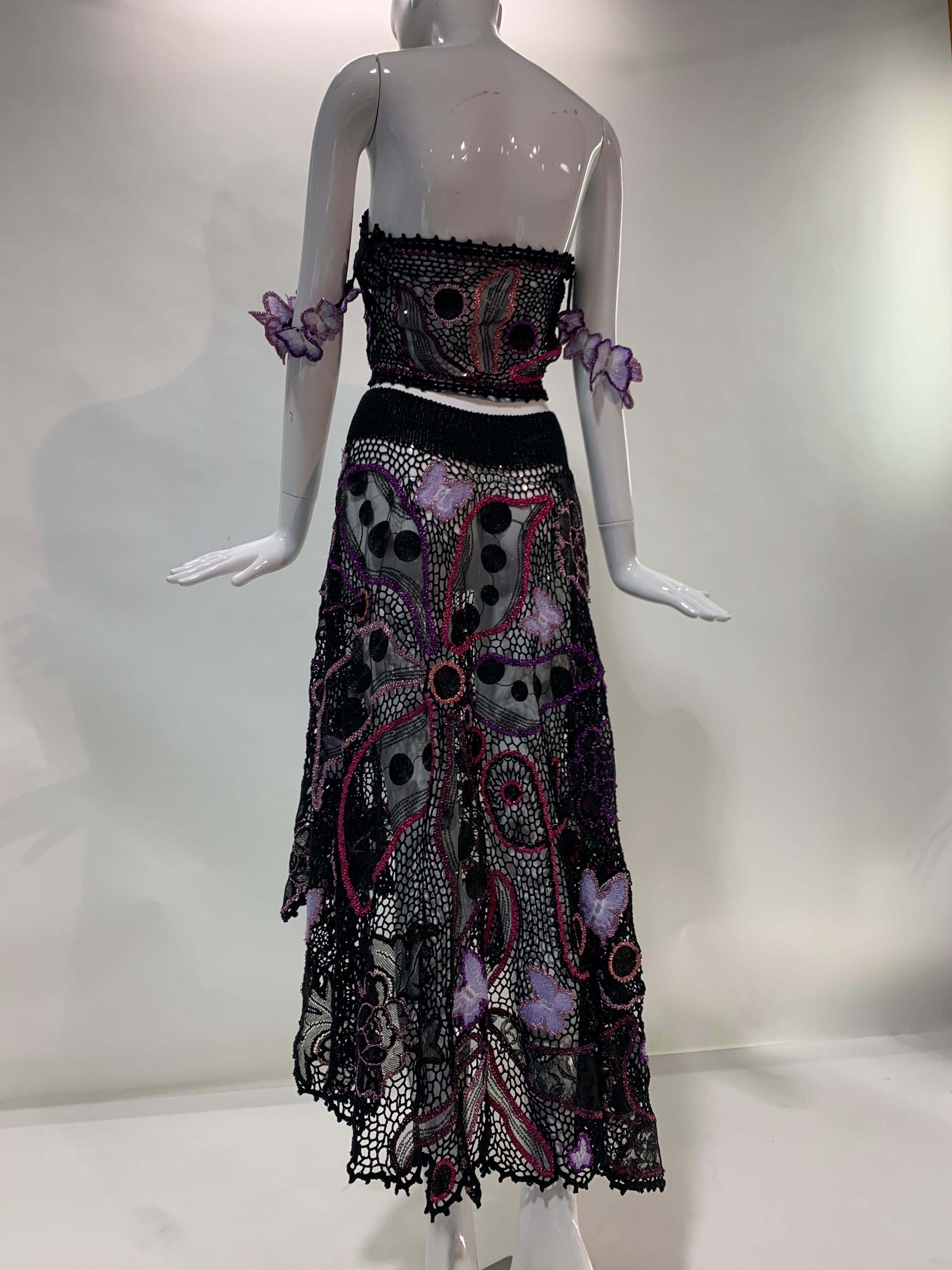 Torso Creations 2-Piece BoHo Gonna all'uncinetto e farfalle e top a vita alta 1