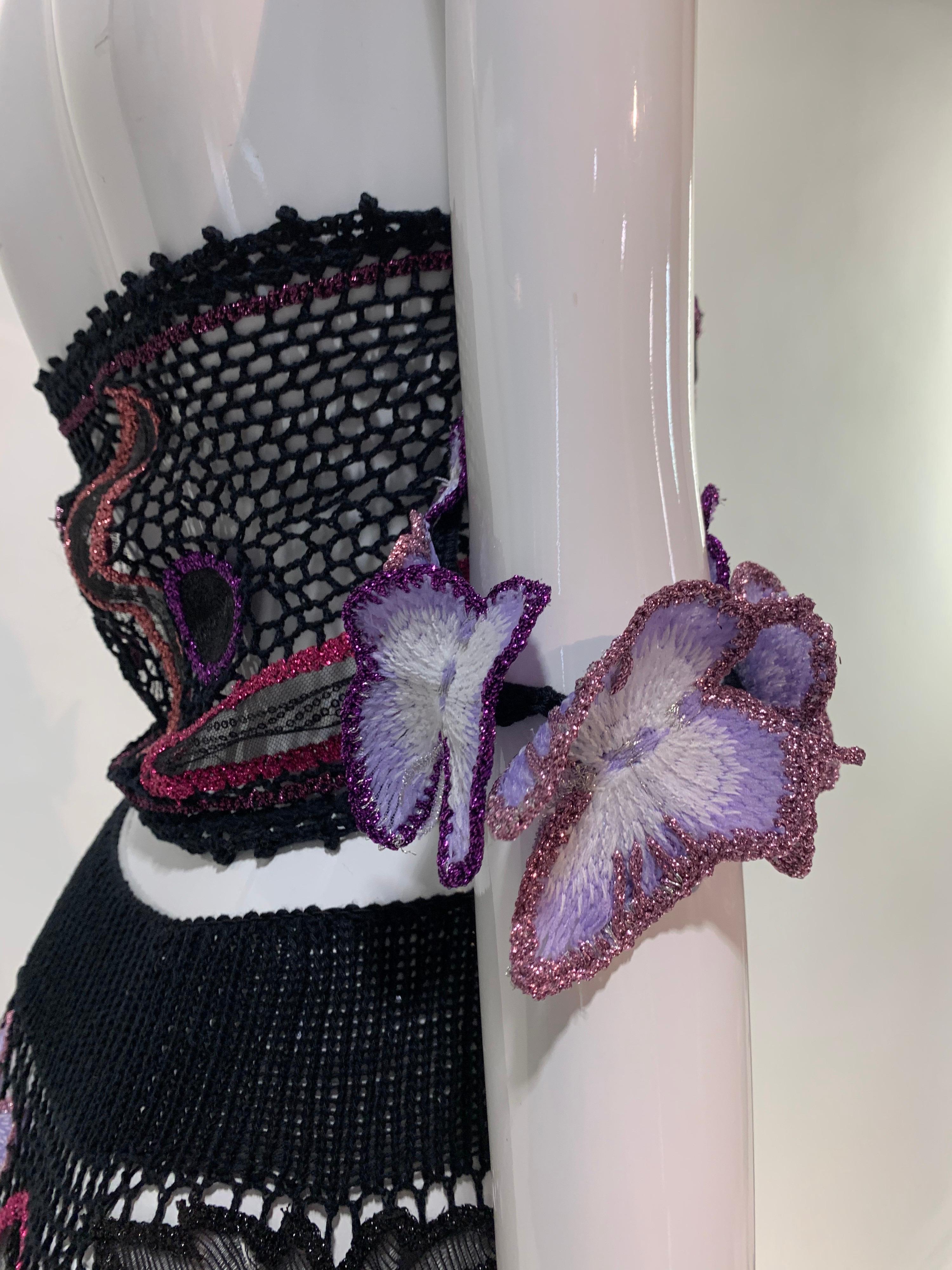 Torso Creations 2-Piece BoHo Gonna all'uncinetto e farfalle e top a vita alta 2