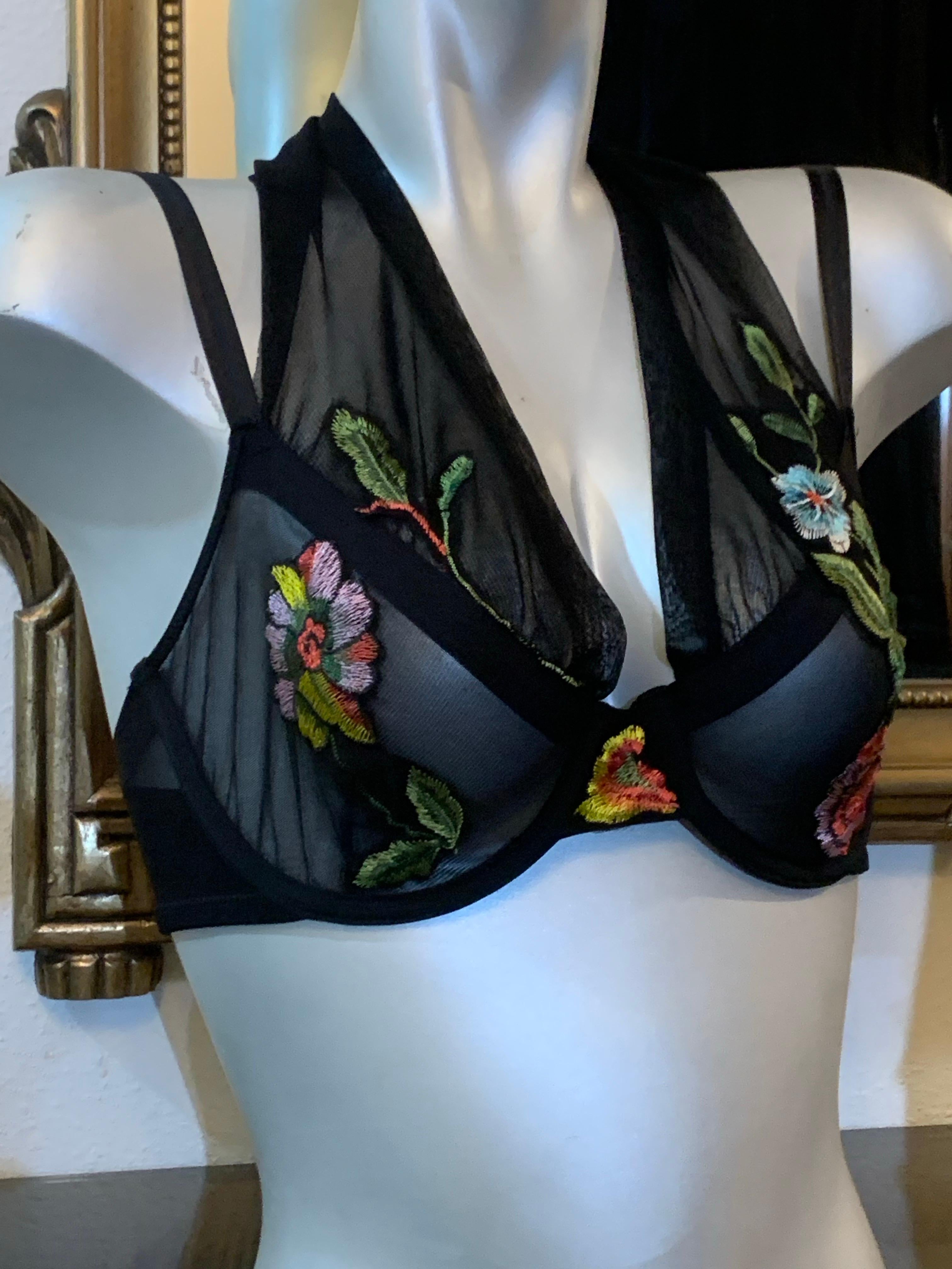 Torso Creations 3-Piece Black Chiffon and Floral Embroidered Bohemian Ensemble For Sale 6