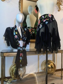 Torso Creations 3-Piece Black Chiffon and Floral Embroidered Bohemian Ensemble