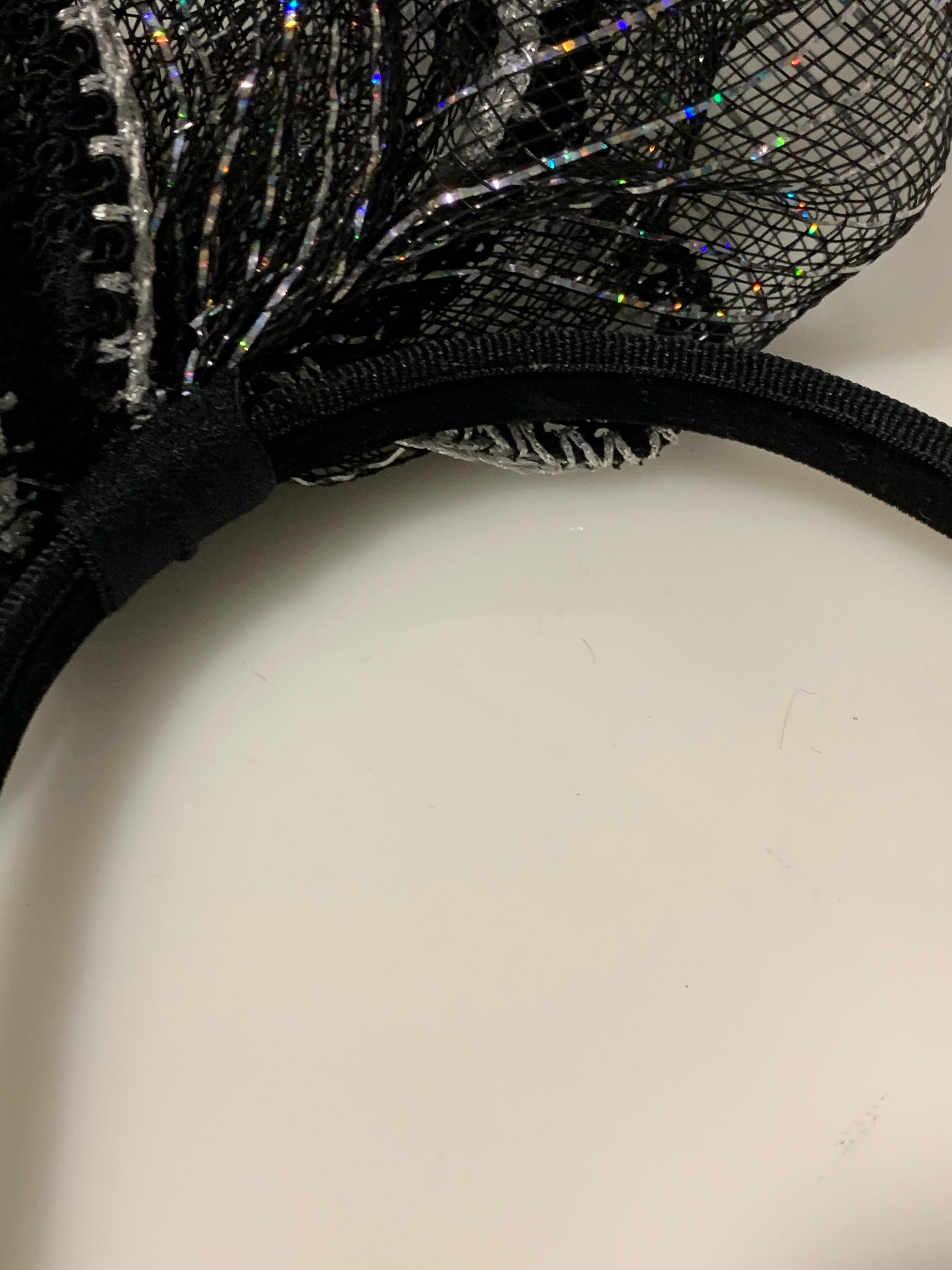 Torso Creations Abstract Sculpted Black Woven Headband Fascinator In New Condition In Gresham, OR