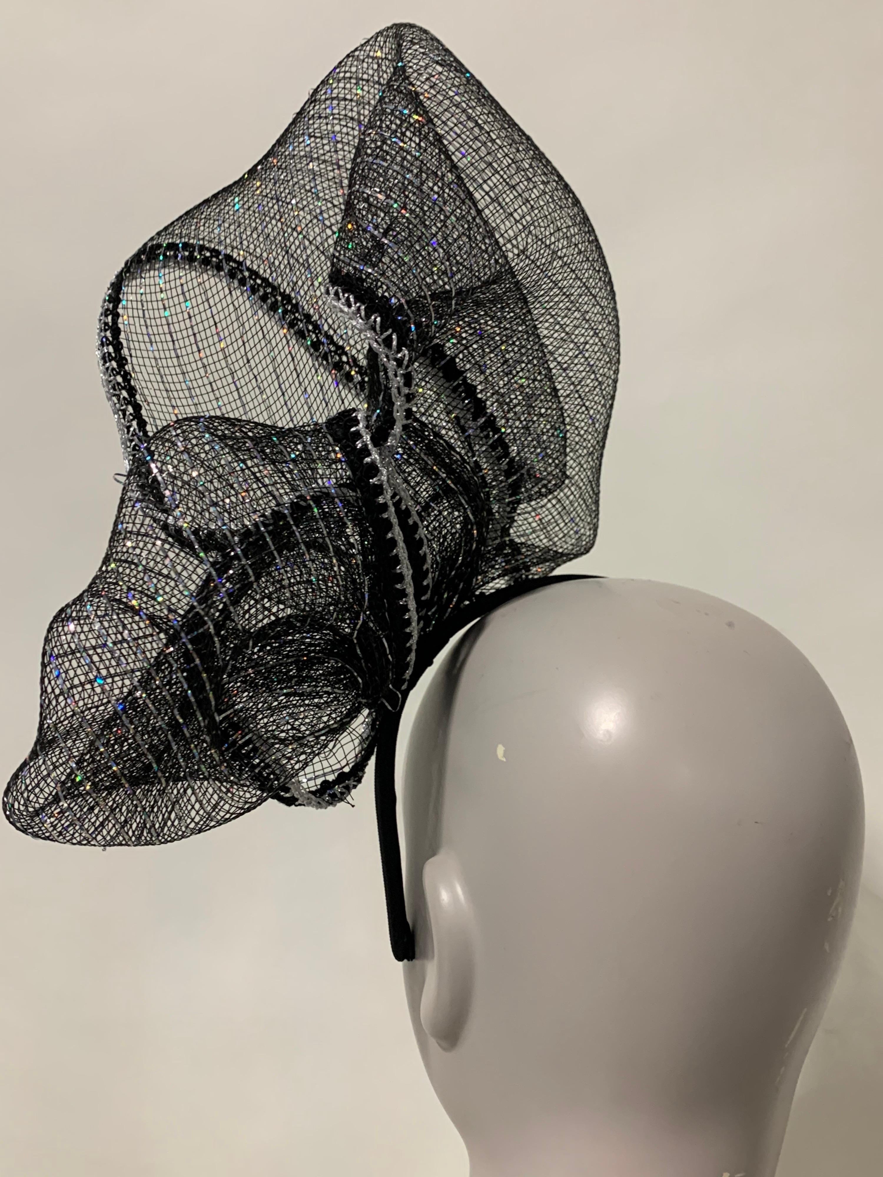 Torso Creations Abstract Sculpted Black Woven Headband Fascinator 3