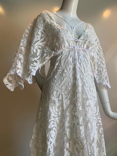 Torso Creations Belgian Lace Gown W/ Butterfly Sleeves & Deep Plunge Sides