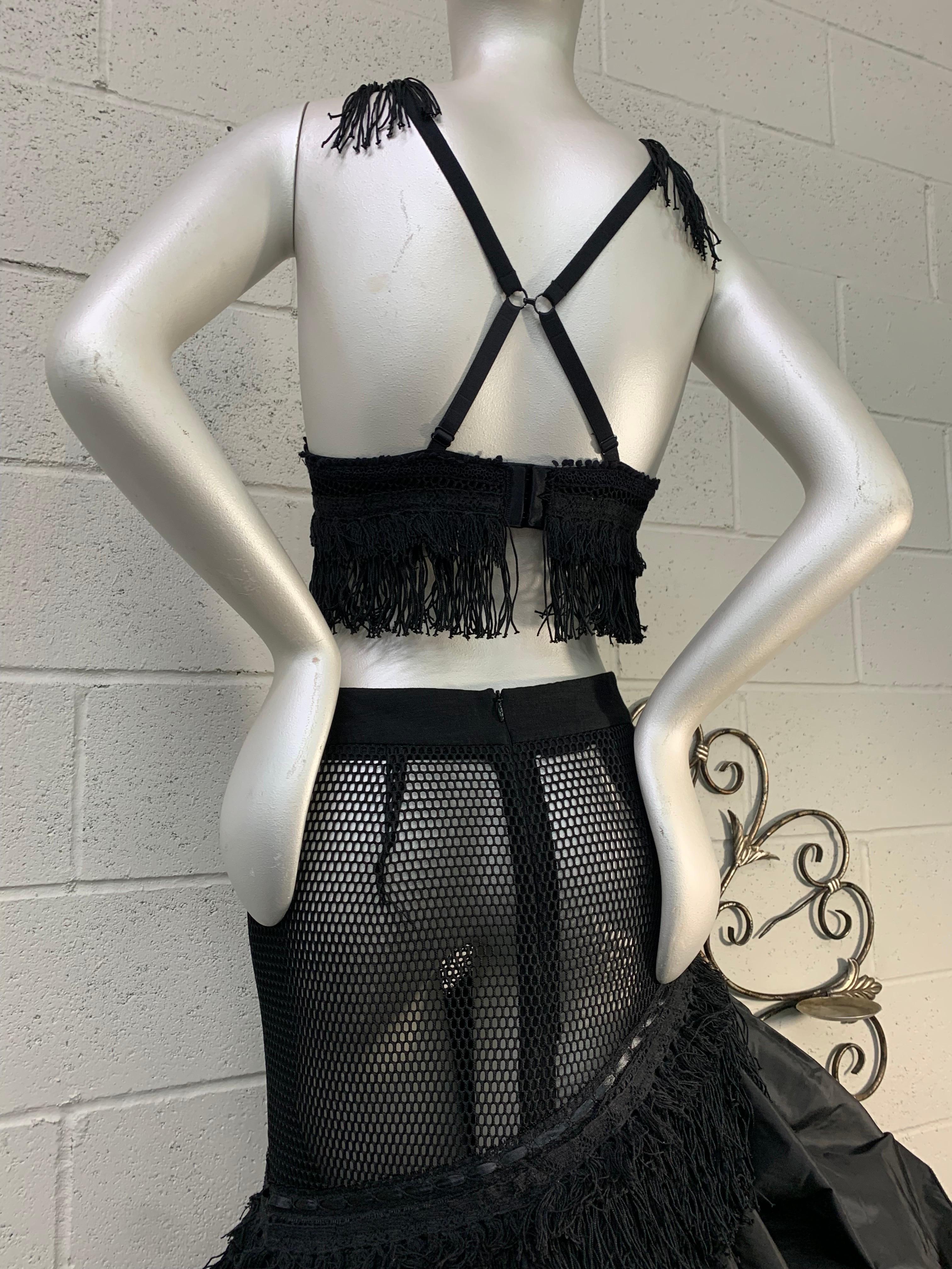 Torso Creations Black 2-Piece Fishnet & Silk Taffeta Tiered Flamenco Gown & Top For Sale 6