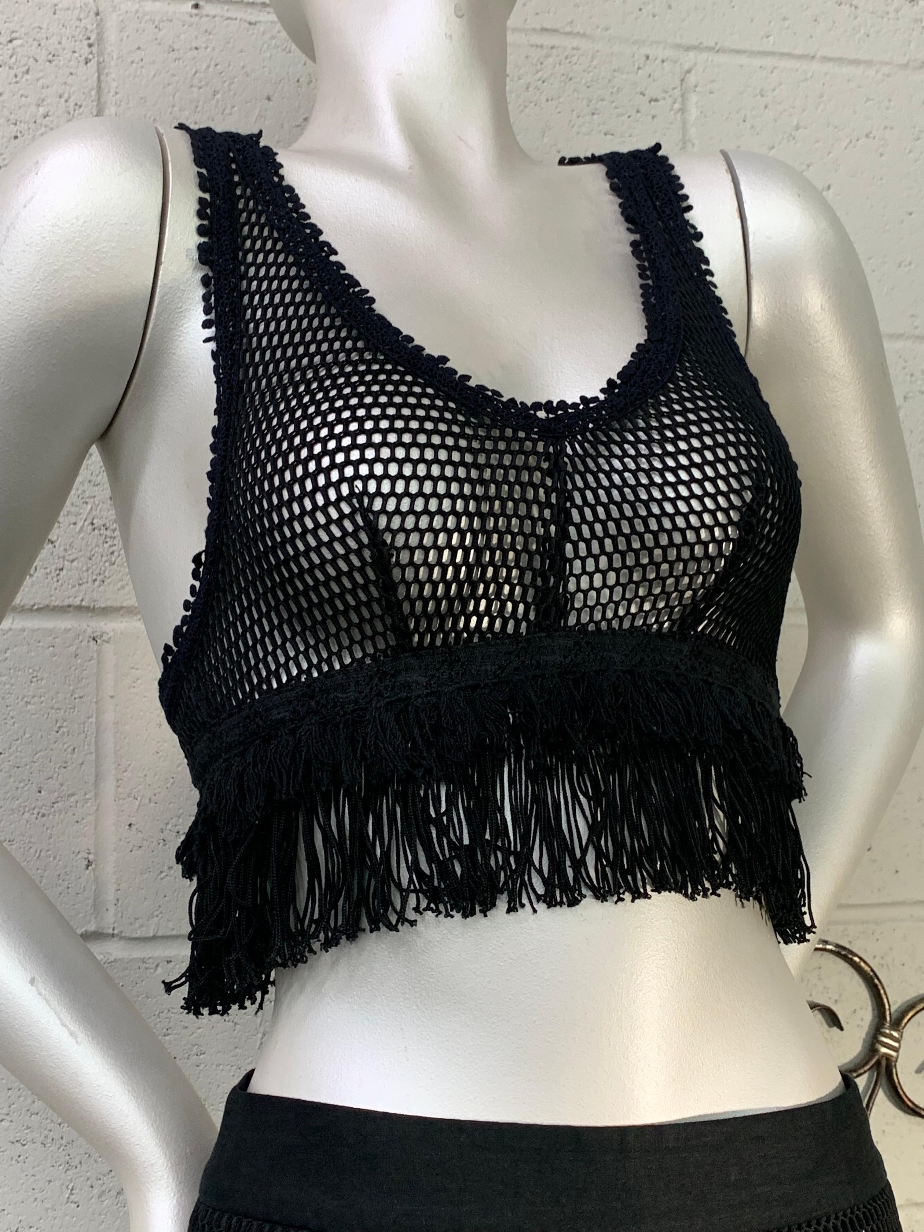 Torso Creations Black 2-Piece Fishnet & Silk Taffeta Tiered Flamenco Gown & Top For Sale 11