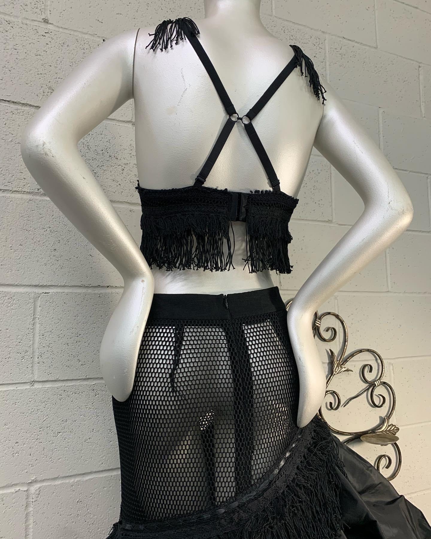 Torso Creations Schwarzes 2-teiliges gestuftes Flamenco-Kleid & Oberteil aus Fischnetz und Seidentaft im Angebot 15
