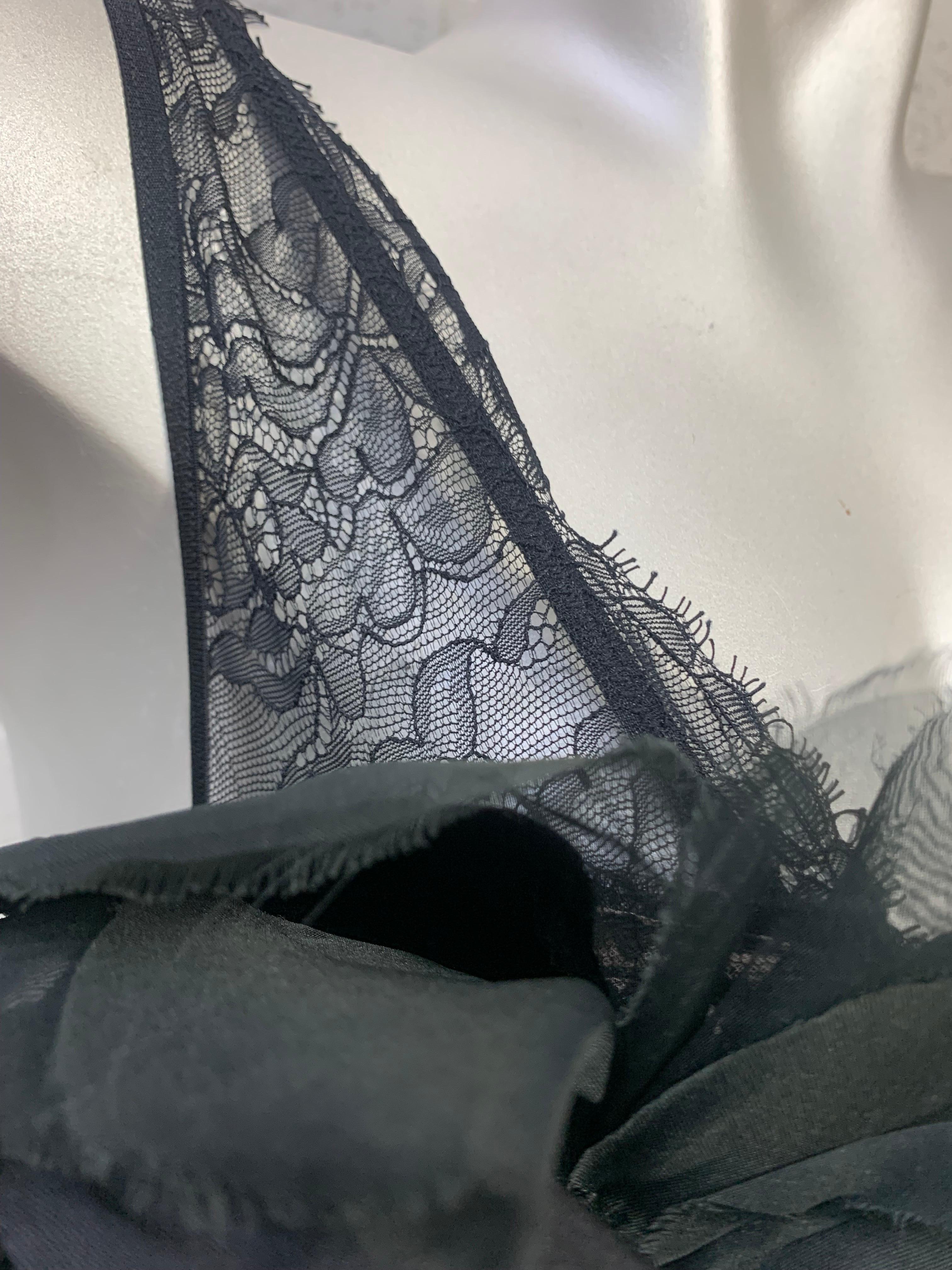 Torso Creations Black Silk Organza & Velvet Floral Embellished 50s Lace Bralette For Sale 6