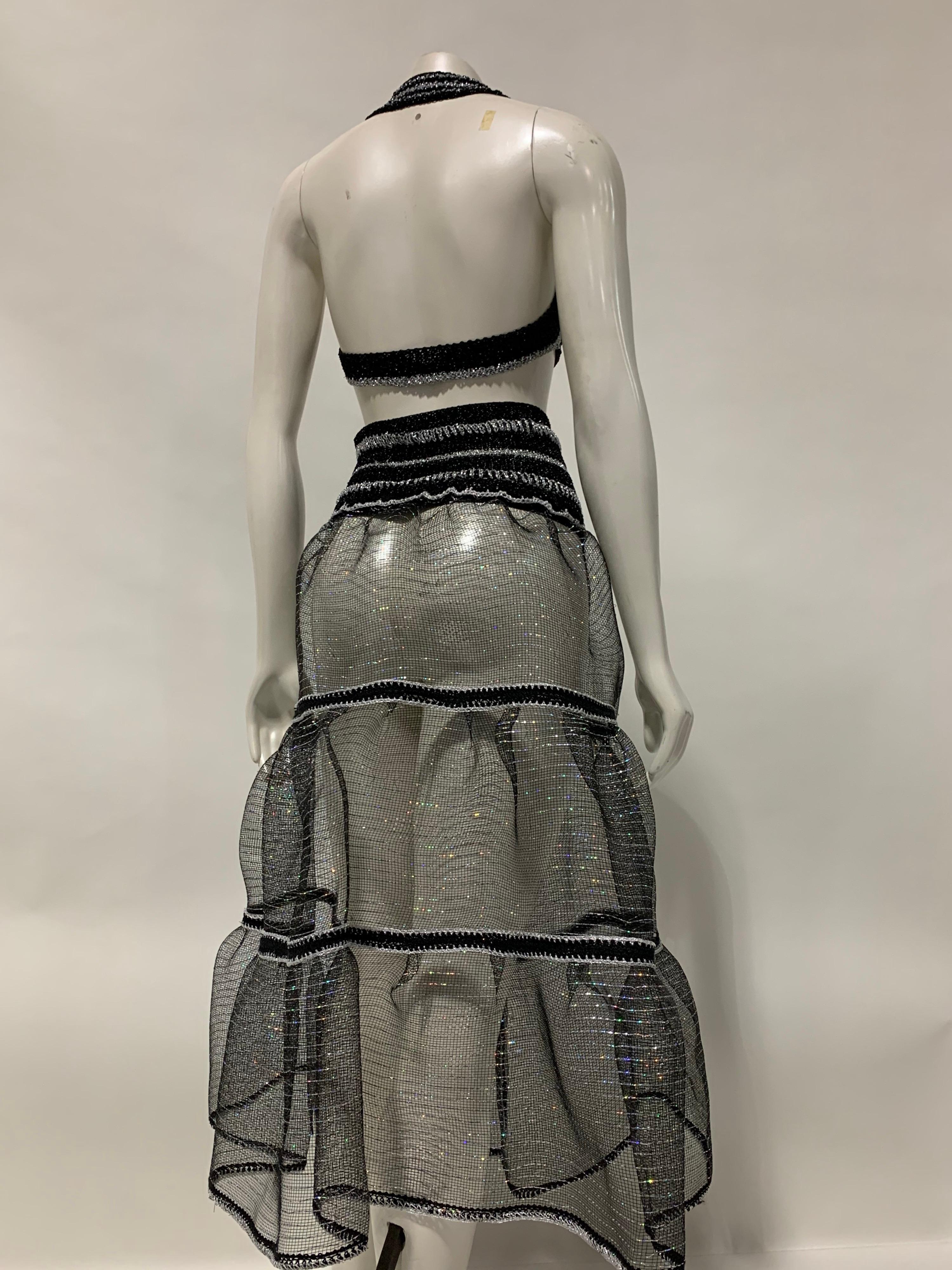 Torso Creations Black & Silver Lurex Knit Bralette & Horsehair Crinoline Set In Excellent Condition In Gresham, OR