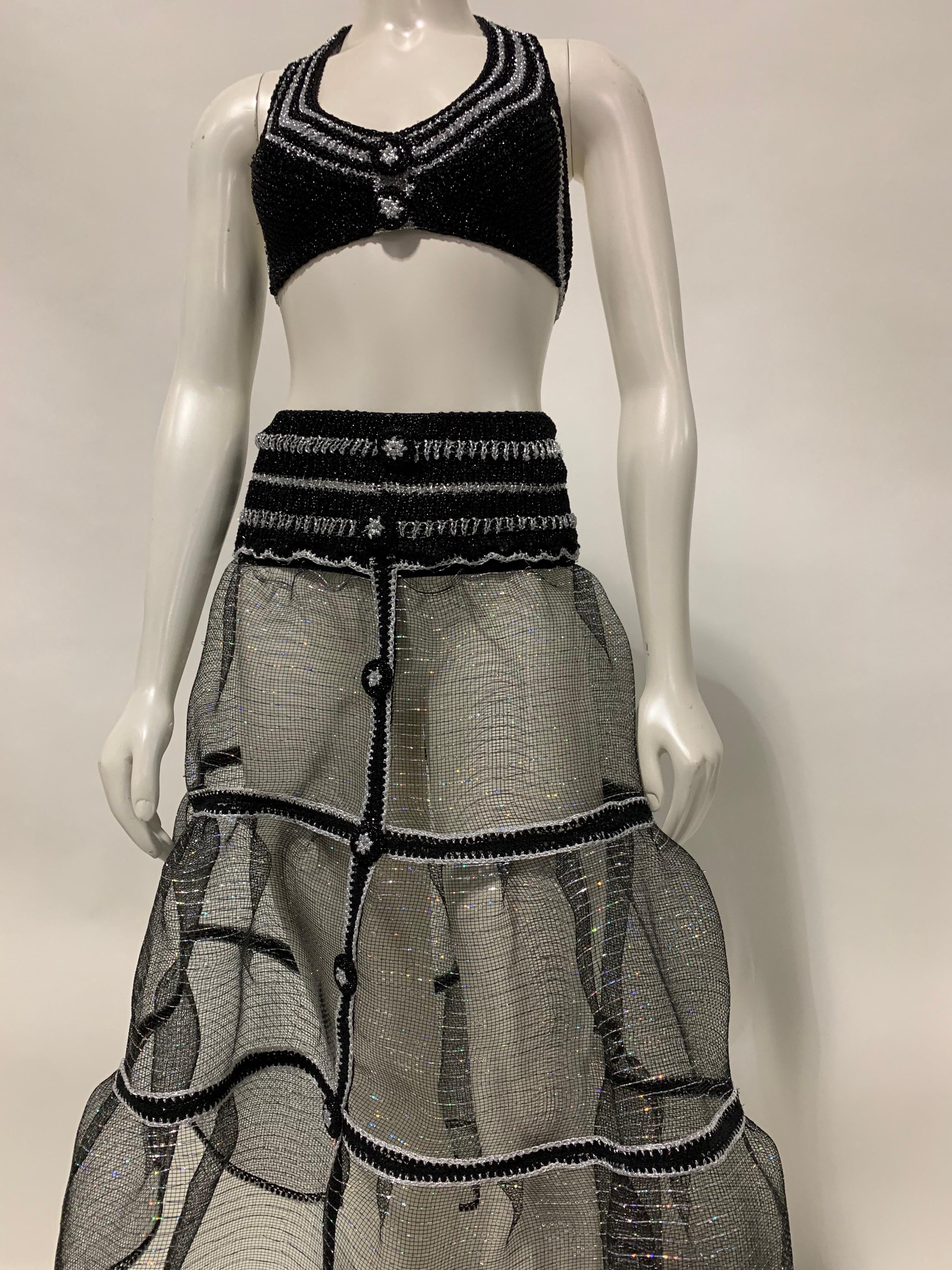 Torso Creations Black & Silver Lurex Knit Bralette & Horsehair Crinoline Set 2