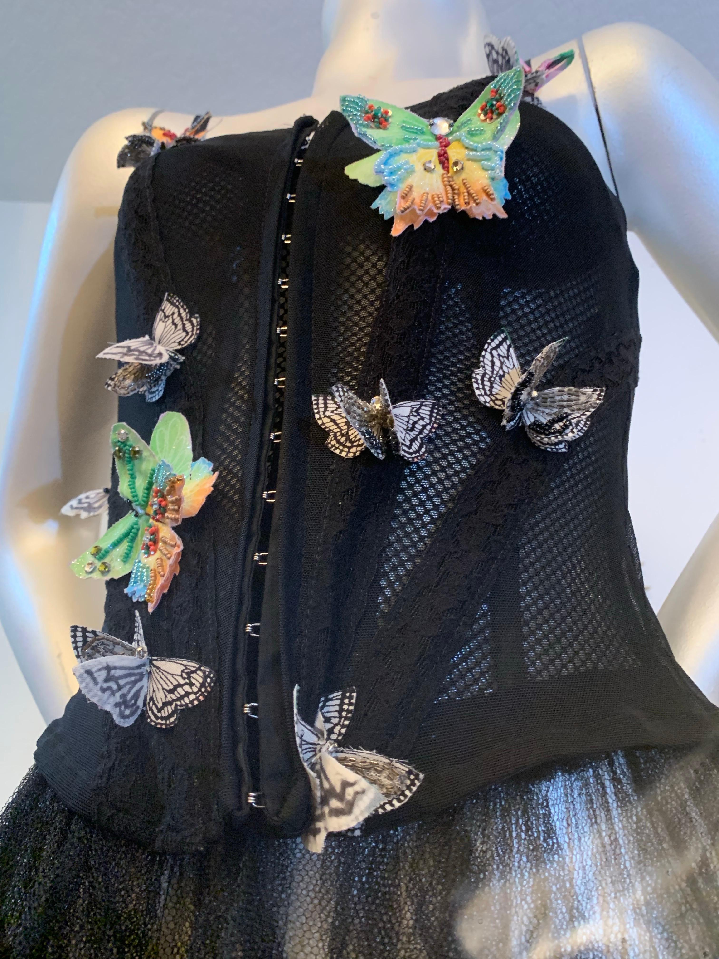 Torso Creations Schwarzes 3-teiliges Korsett aus Tüll und Spitze mit Unter-Dress & Umhang im Angebot 6