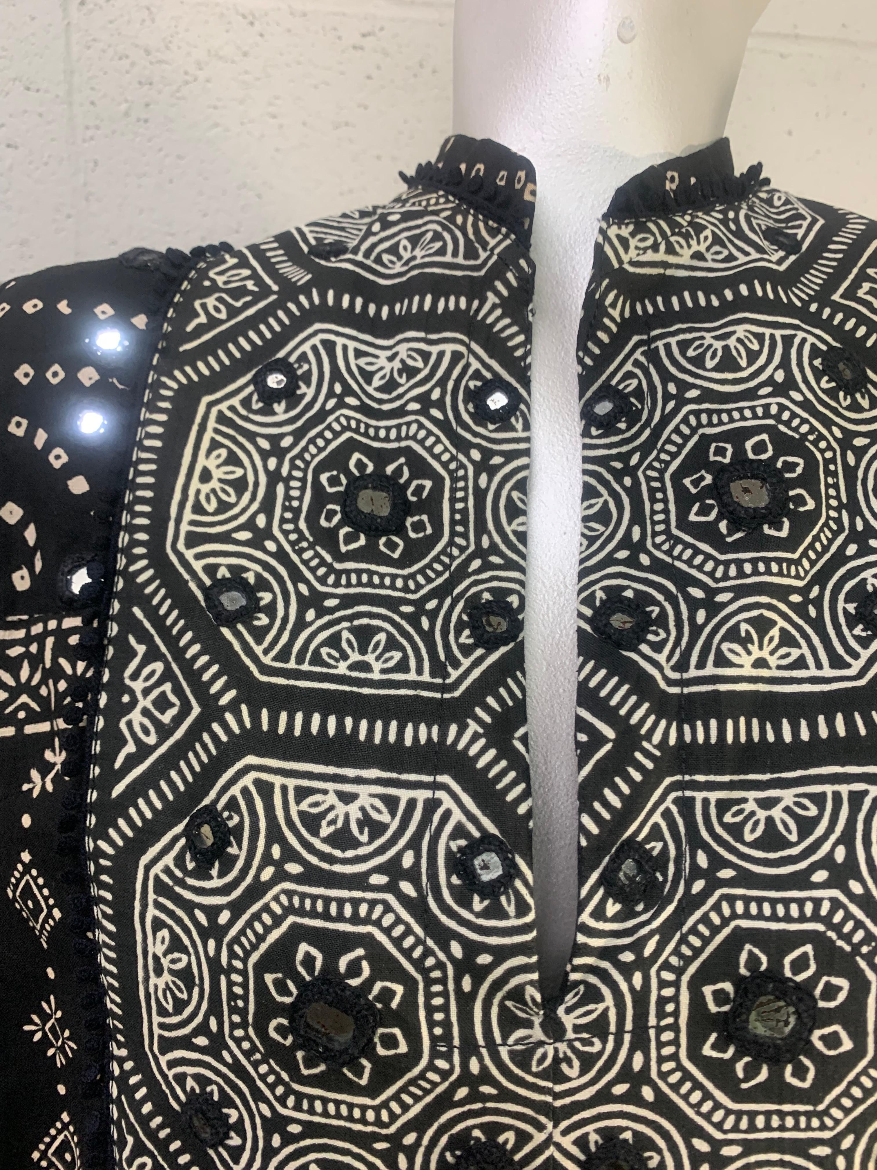 Torso Creations Black & White Block-Printed Caftan w Extravagant Draped Sleeves 8
