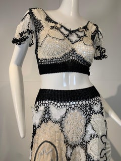 Torso Creations Calico Patchwork Hand Crochet Top & Coordinating Skirt Ensemble