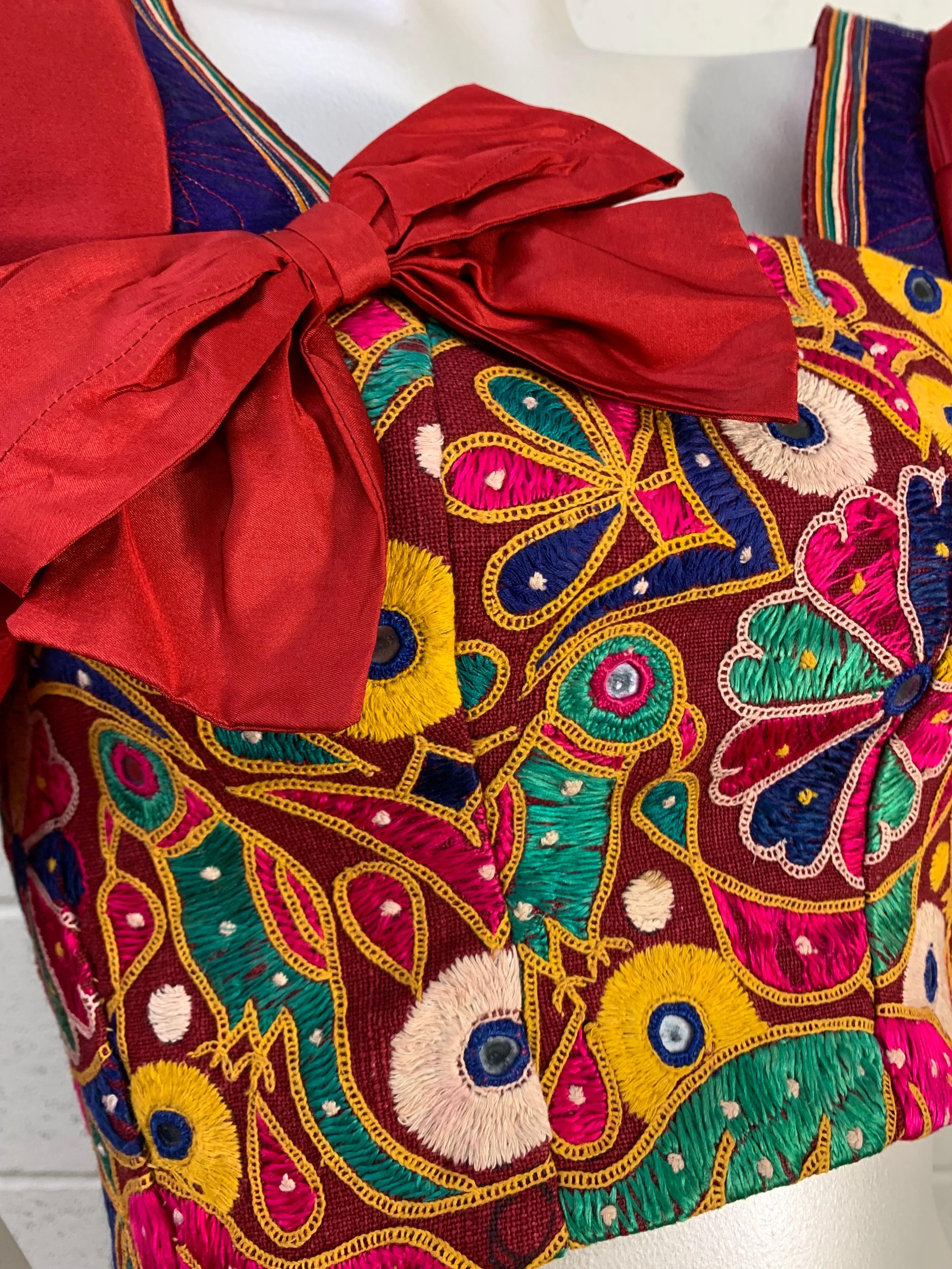 Torso Creations Crimson Silk Taffeta Mini Skirt & Corset-Style Blouse Ensemble  For Sale 5