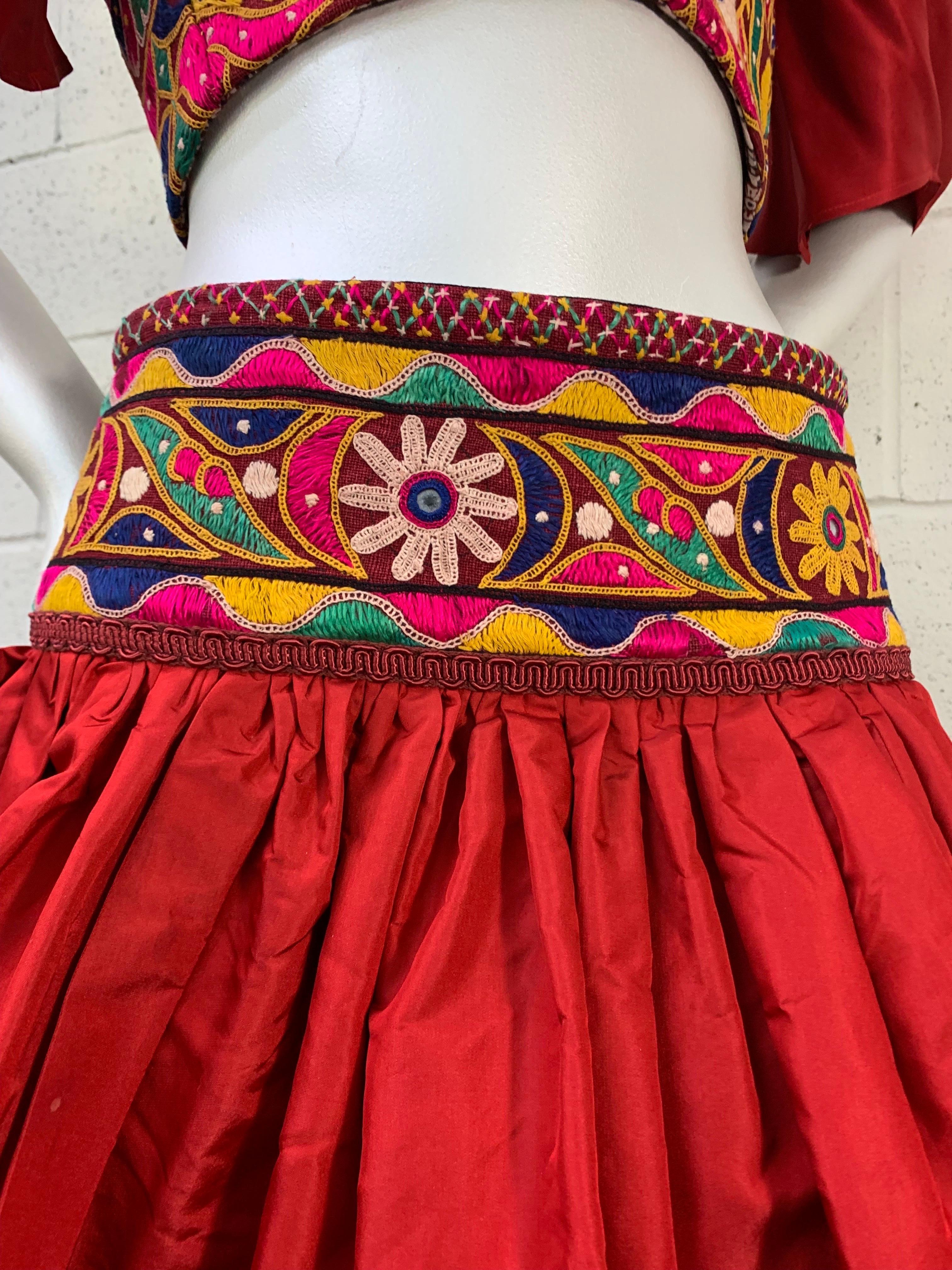 Torso Creations Crimson Silk Taffeta Mini Skirt & Corset-Style Blouse Ensemble  In Excellent Condition For Sale In Gresham, OR