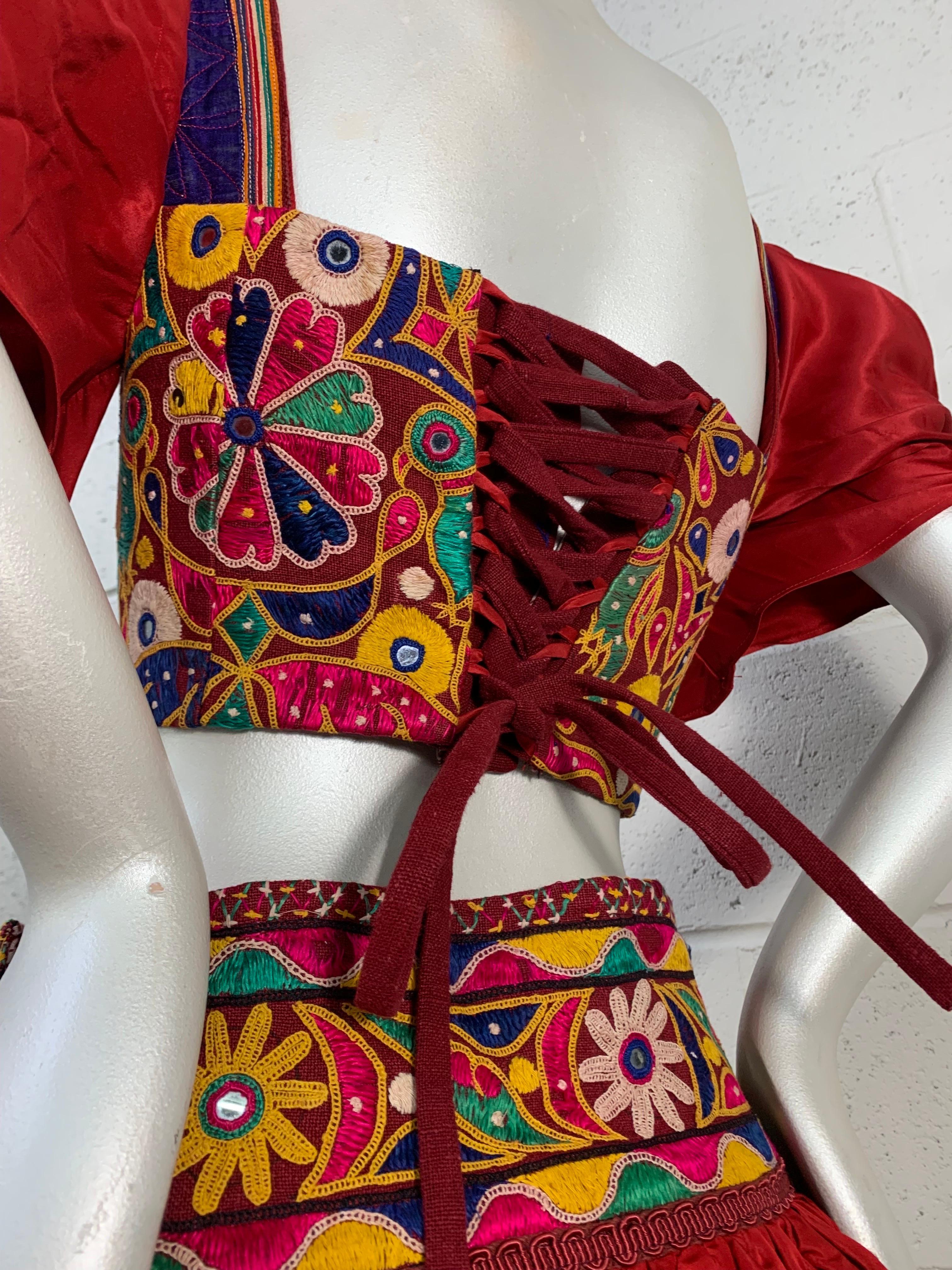 Torso Creations Crimson Silk Taffeta Mini Skirt & Corset-Style Blouse Ensemble  For Sale 1