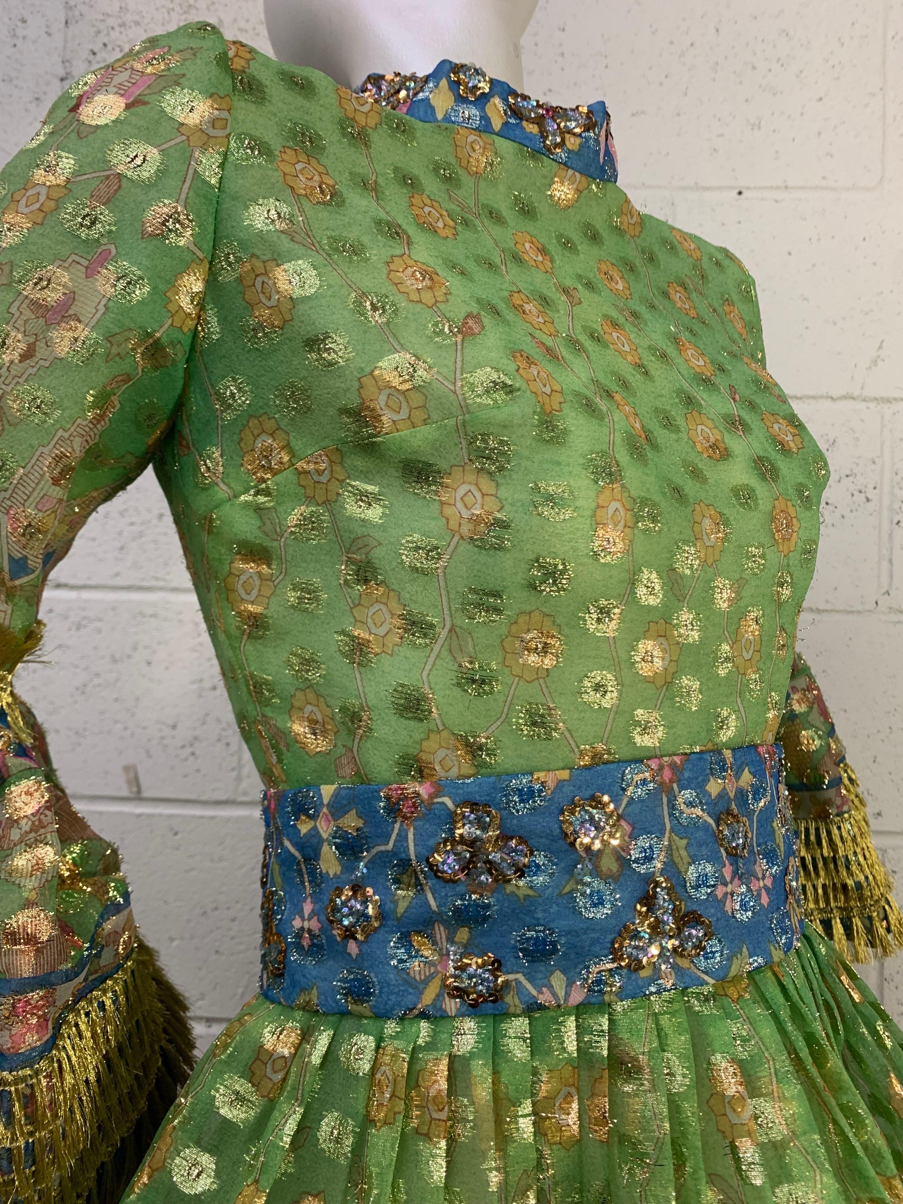 Torso Creations Elizabeth Arden Lame Dot Babydoll Mini Dress w Gold Lame Fringe 3