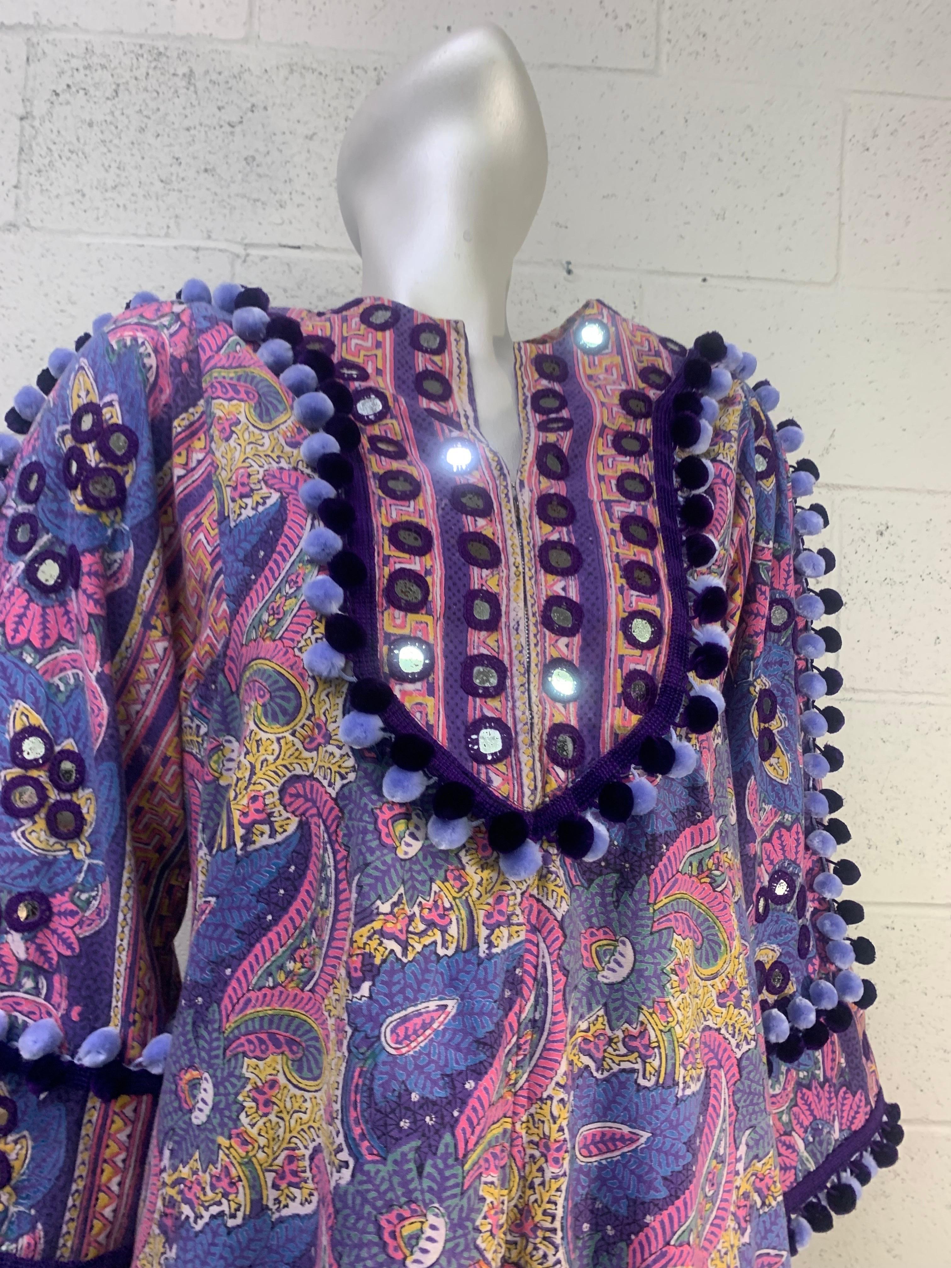 Torso Creations Embellished Ramona Rull Hostess Gown w Mirrors and Pom Pom Trim In Excellent Condition In Gresham, OR