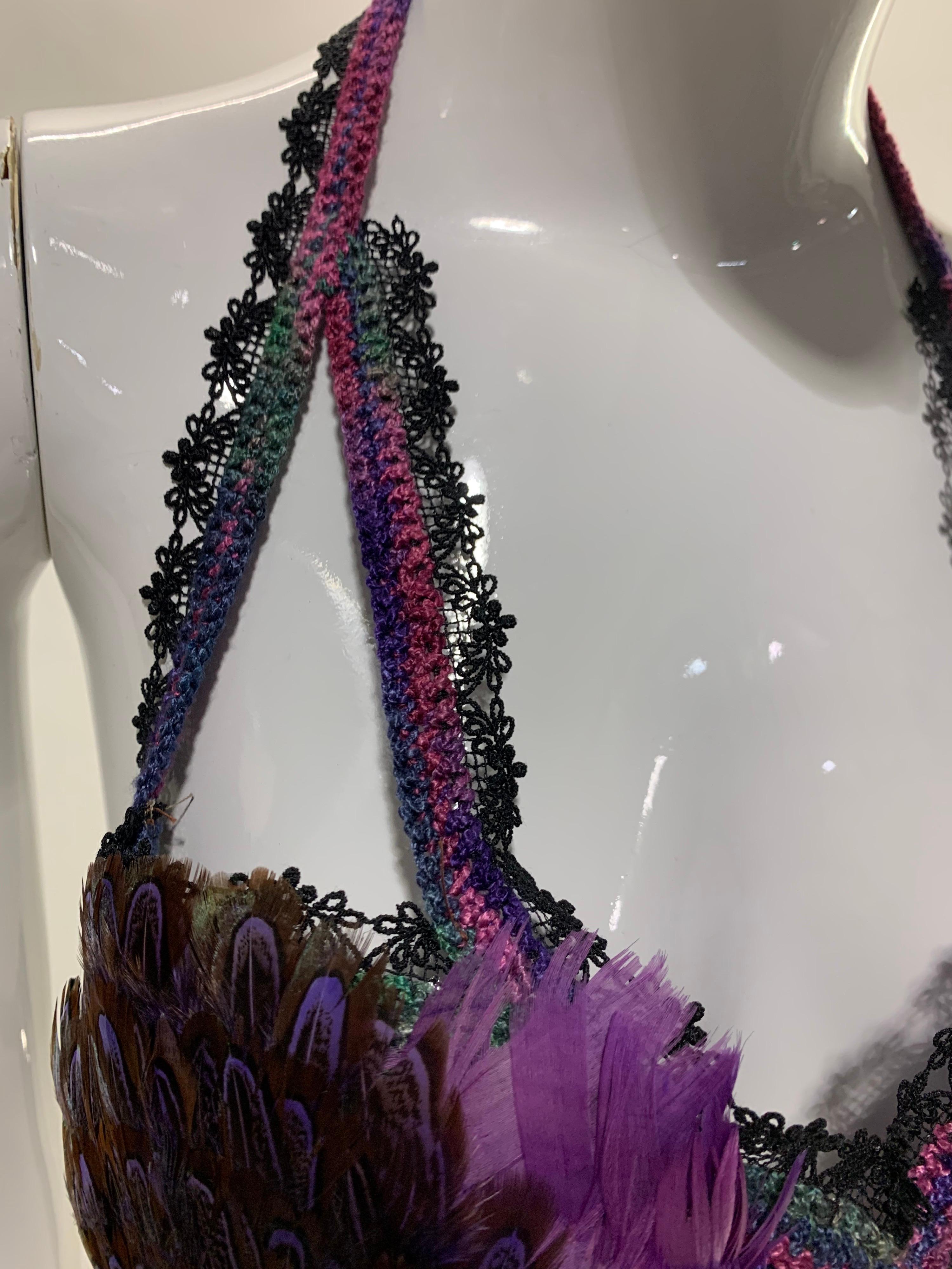 Bralette en dentelle à plumes de Torso Creations en dentelle violette et noire et crochet Pour femmes en vente